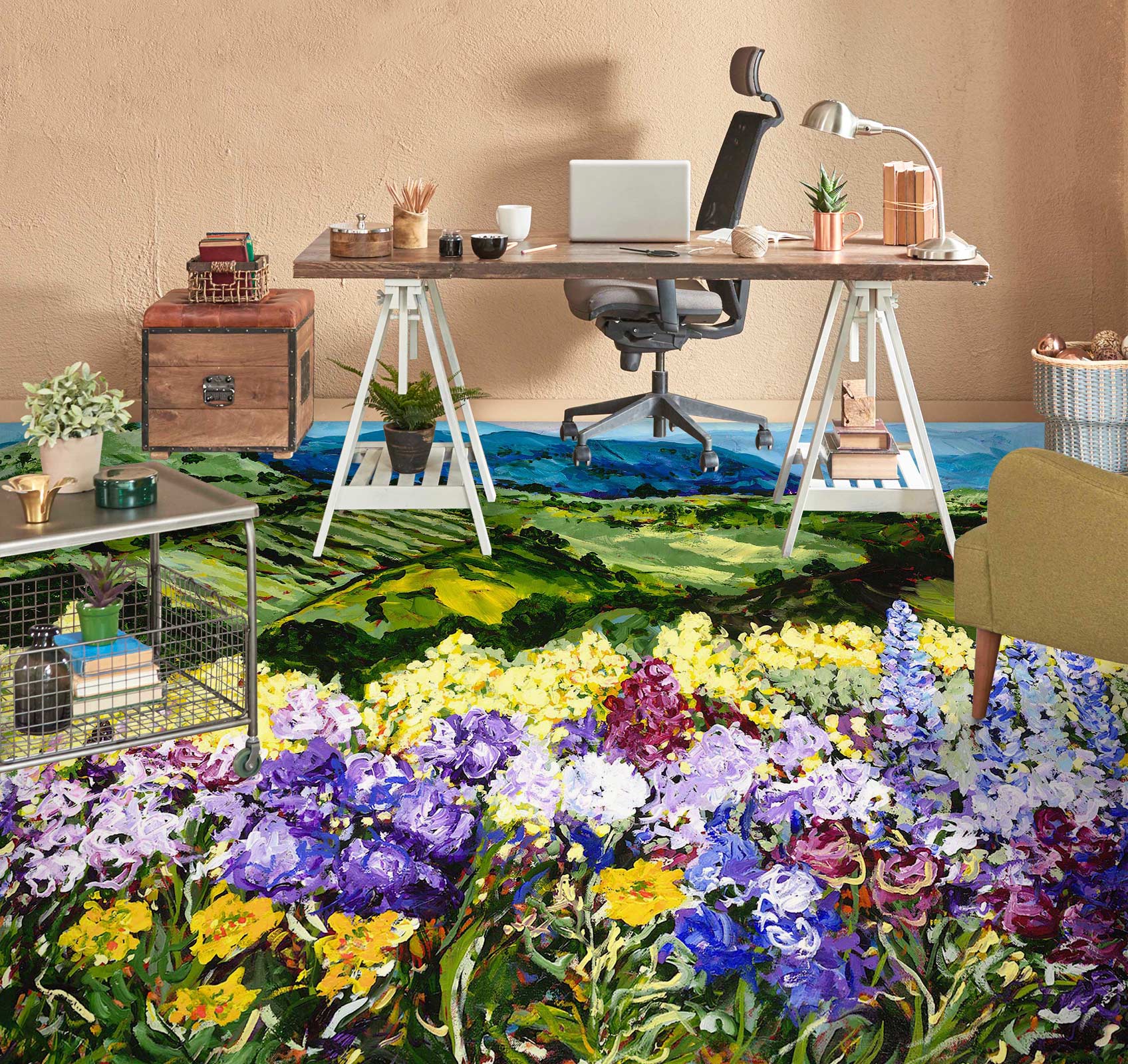 3D Field Colorful Flowers Painting 9538 Allan P. Friedlander Floor Mural