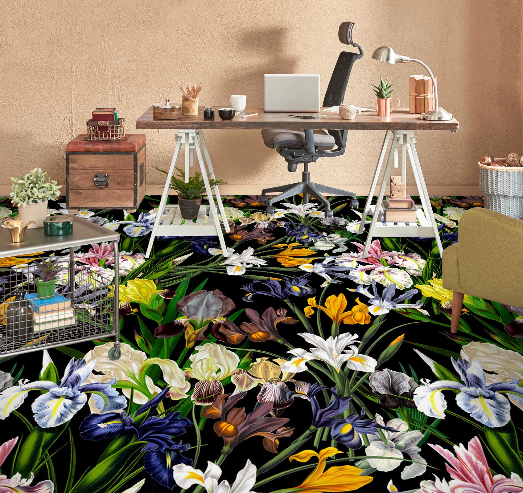 3D Various Colored Flowers 10021 Uta Naumann Floor Mural