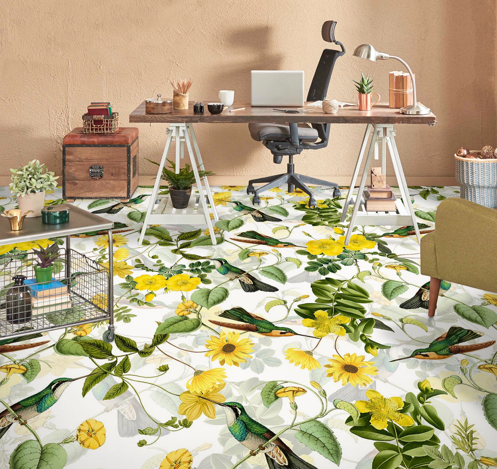3D Yellow Flowers Daisies 10018 Uta Naumann Floor Mural