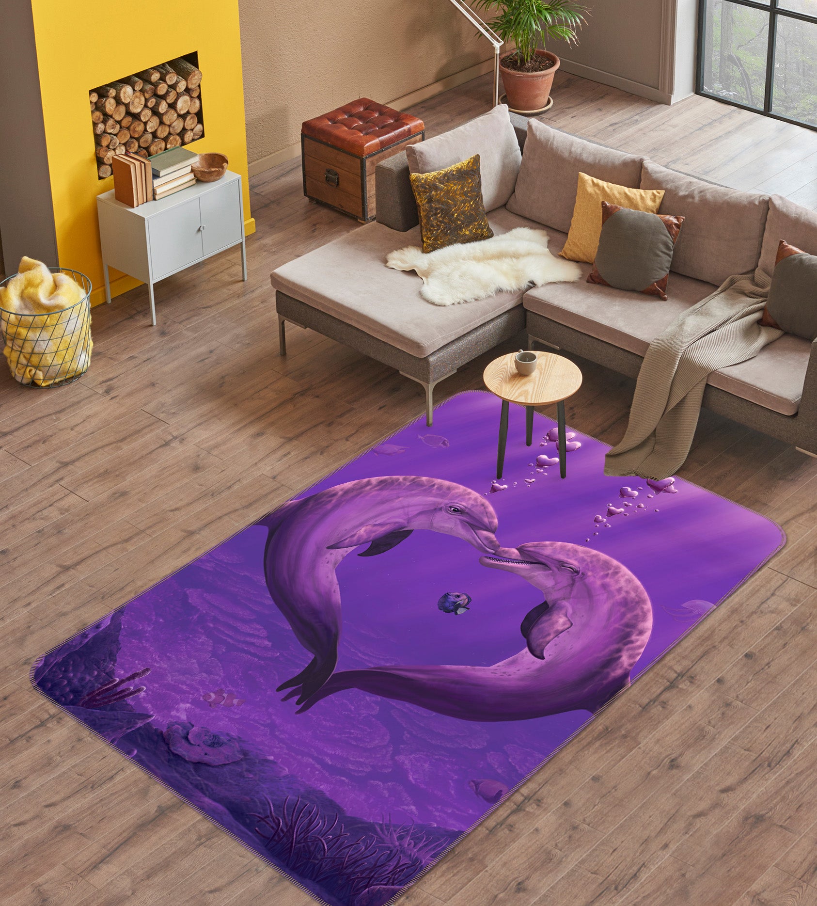 3D Purple Dolphin 84251 Vincent Hie Rug Non Slip Rug Mat