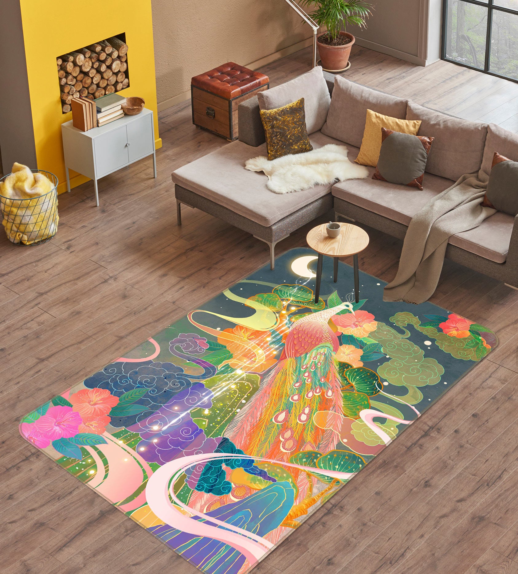 3D Colorful Peacock 27036 Non Slip Rug Mat