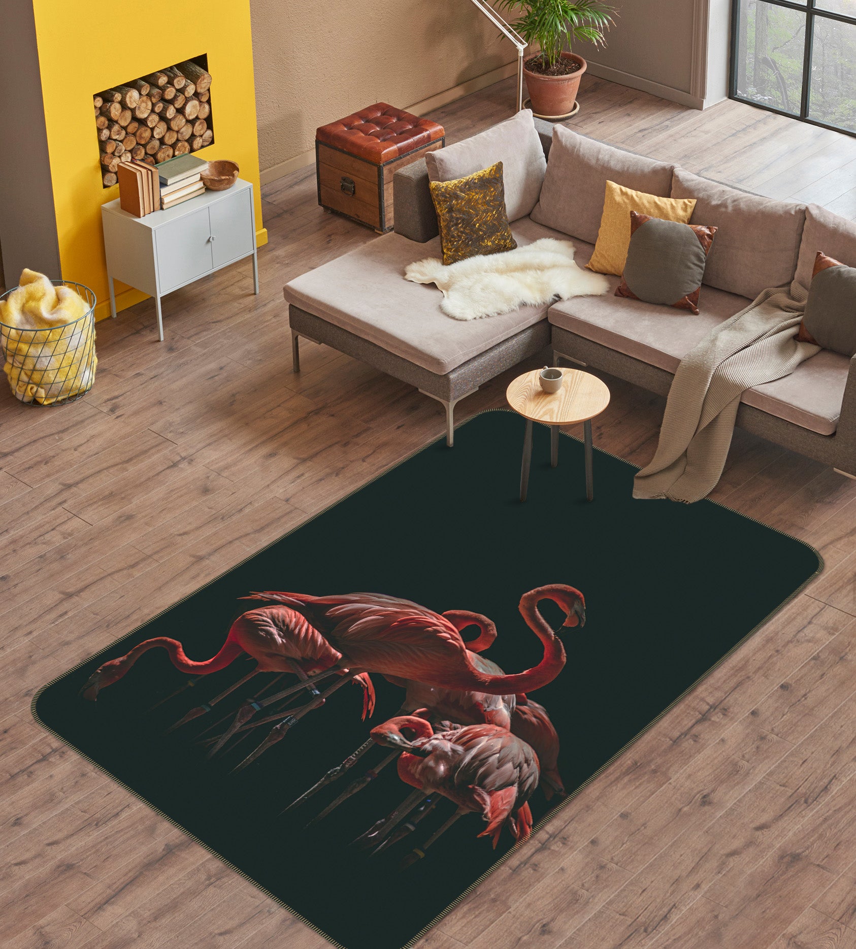 3D Red Flamingo 152 Animal Non Slip Rug Mat