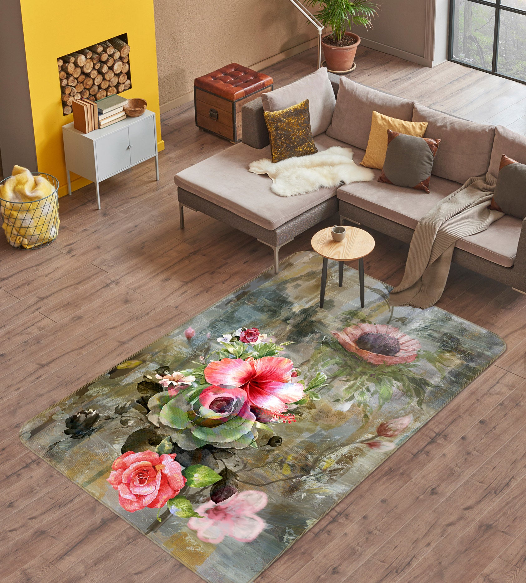 3D Flower 30229 Non Slip Rug Mat
