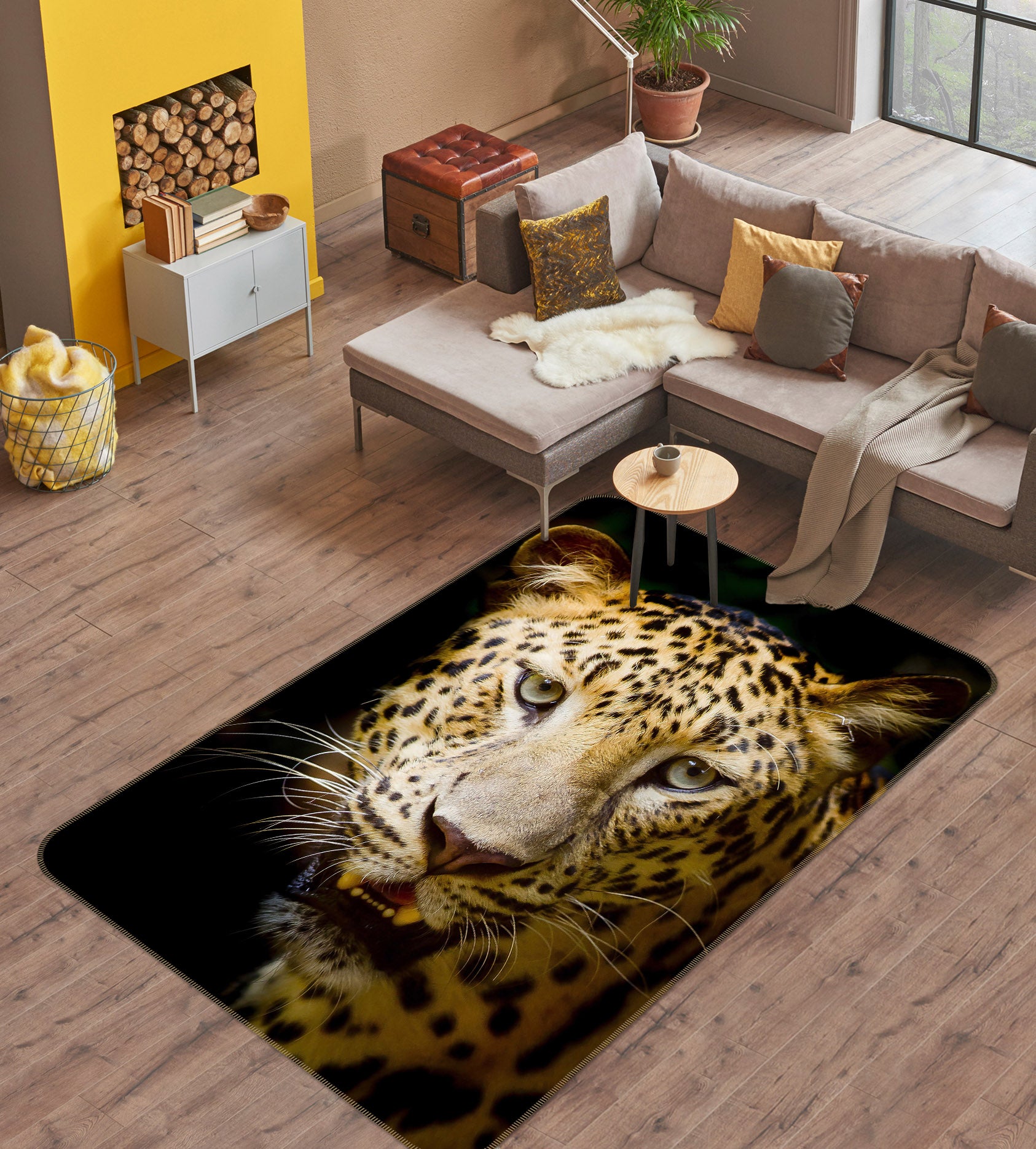 3D Mighty Leopard 195 Animal Non Slip Rug Mat