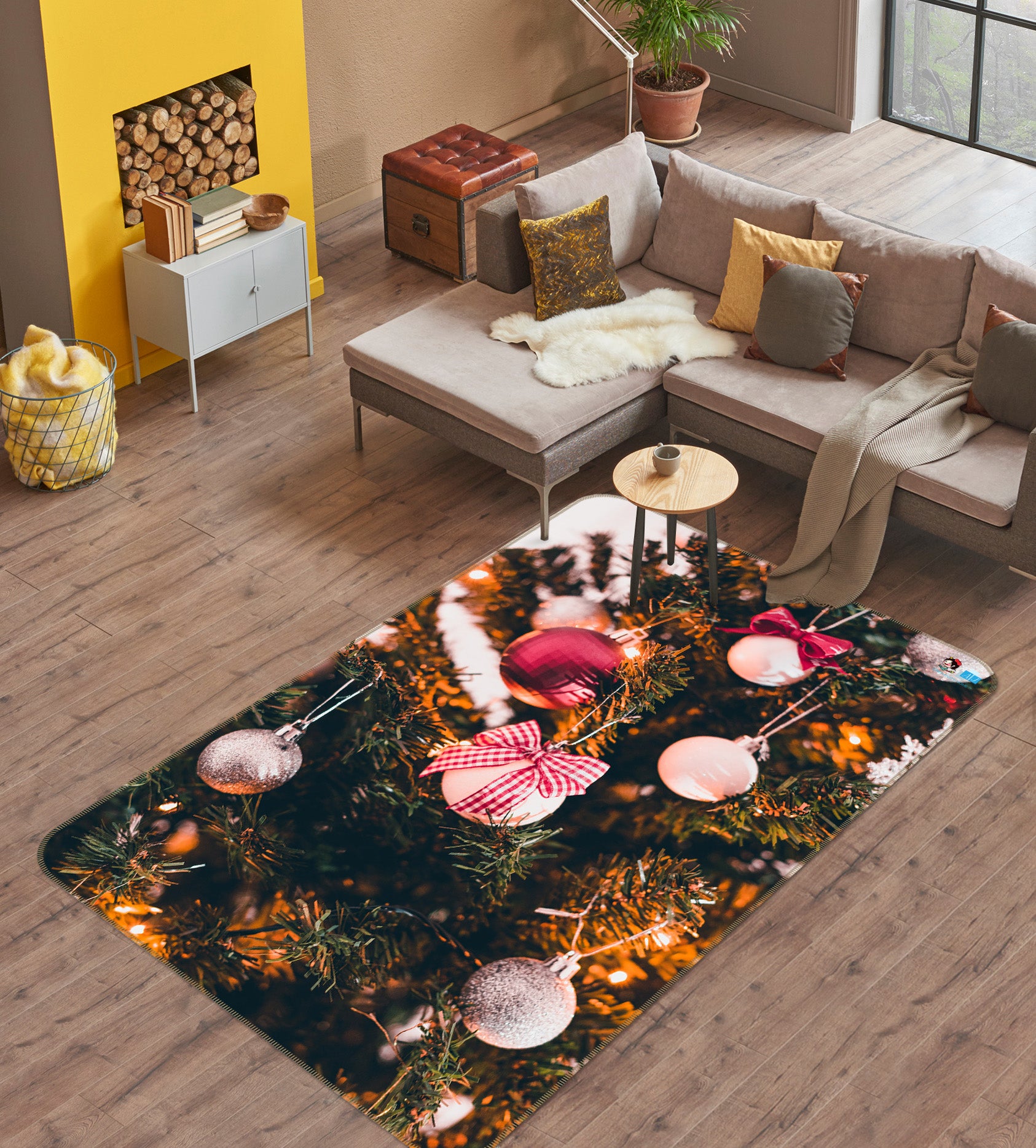 3D Tree Ball Pendant 55152 Christmas Non Slip Rug Mat Xmas