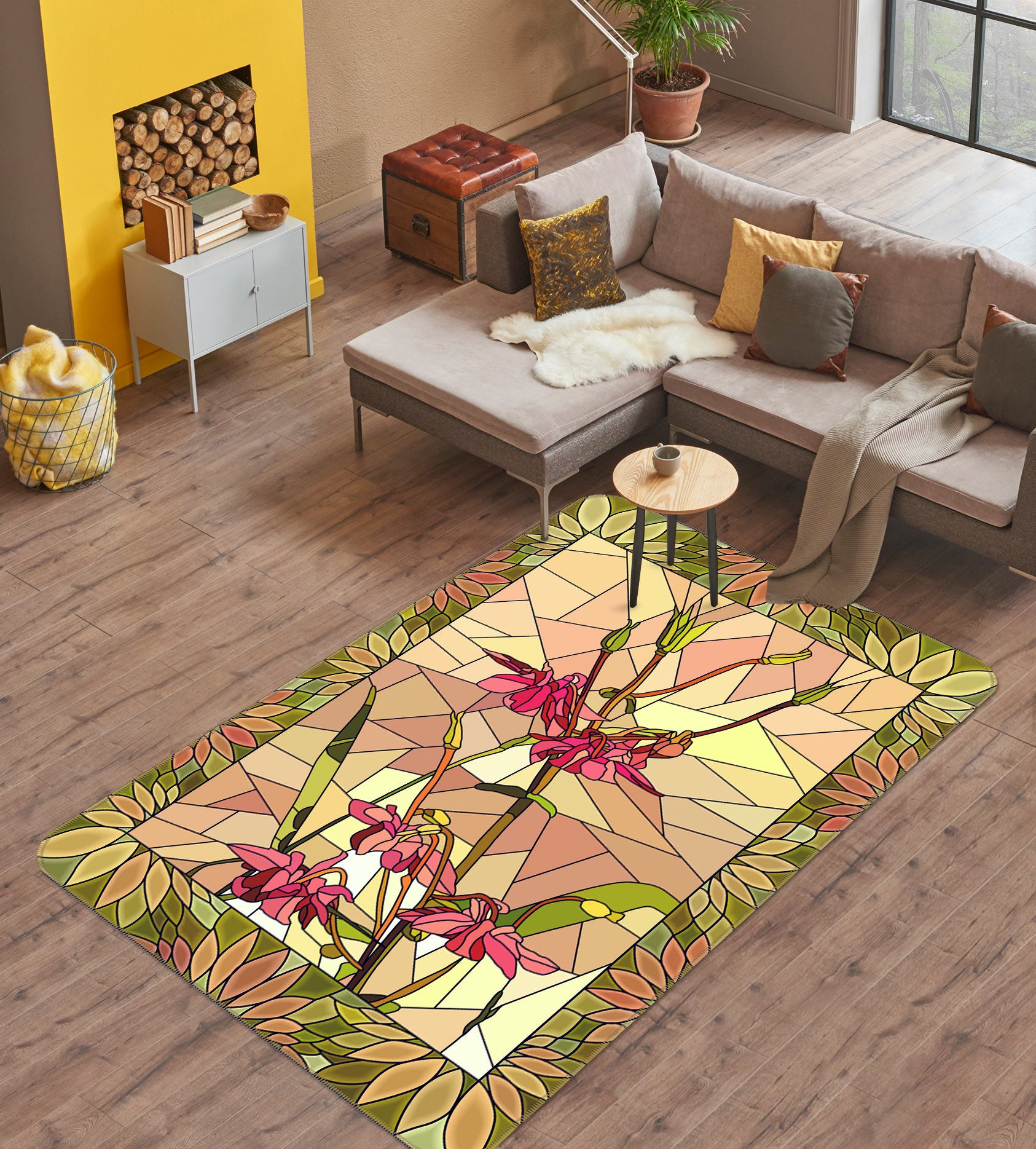 3D Brown Pattern 33080 Non Slip Rug Mat