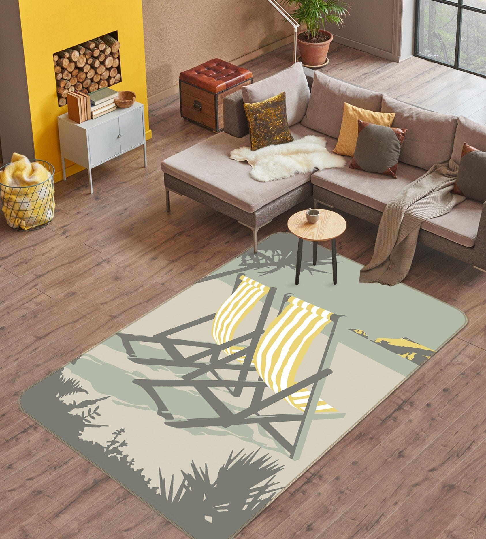 3D Polzeath Deckchairs 1134 Steve Read Rug Non Slip Rug Mat Mat AJ Creativity Home 