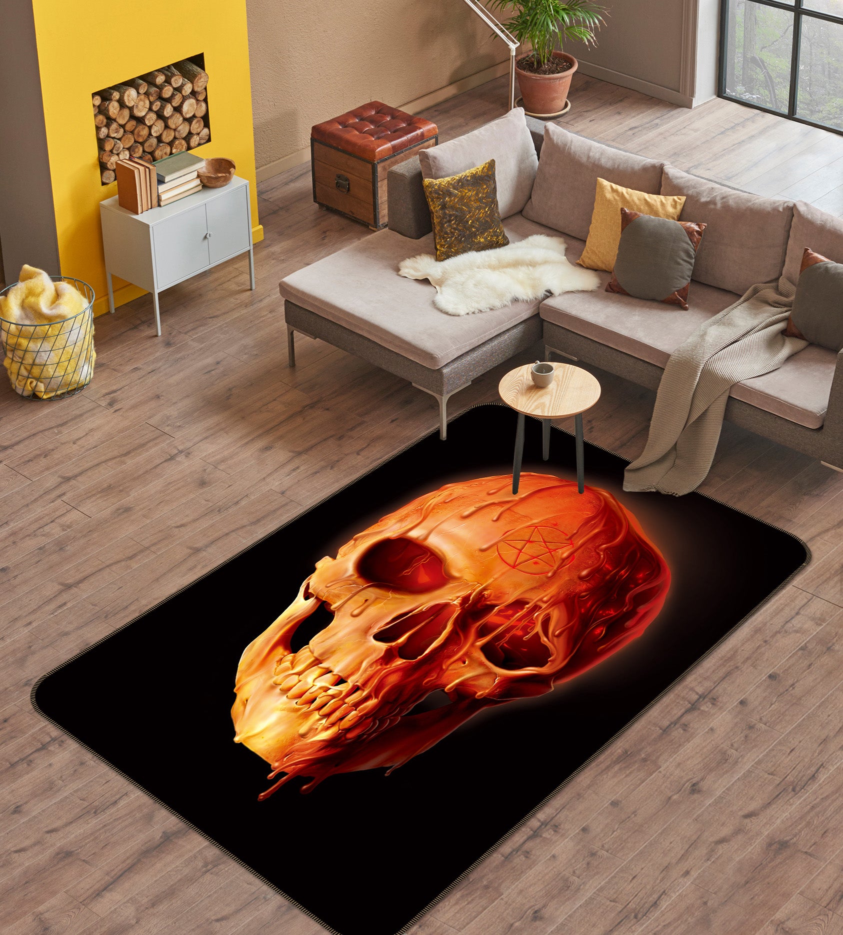 3D Skull 84274 Vincent Hie Rug Non Slip Rug Mat