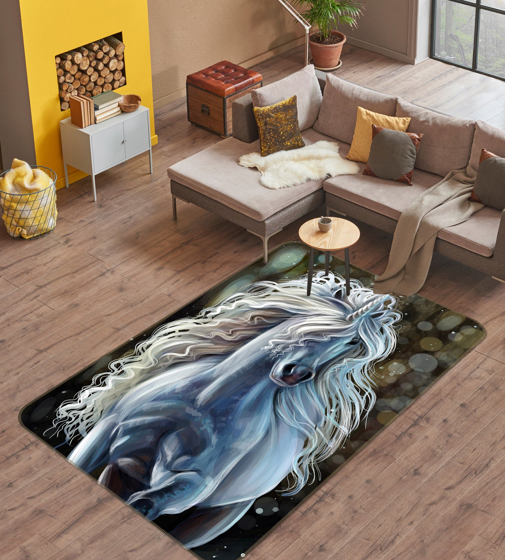 3D White Unicorn 155 Animal Non Slip Rug Mat