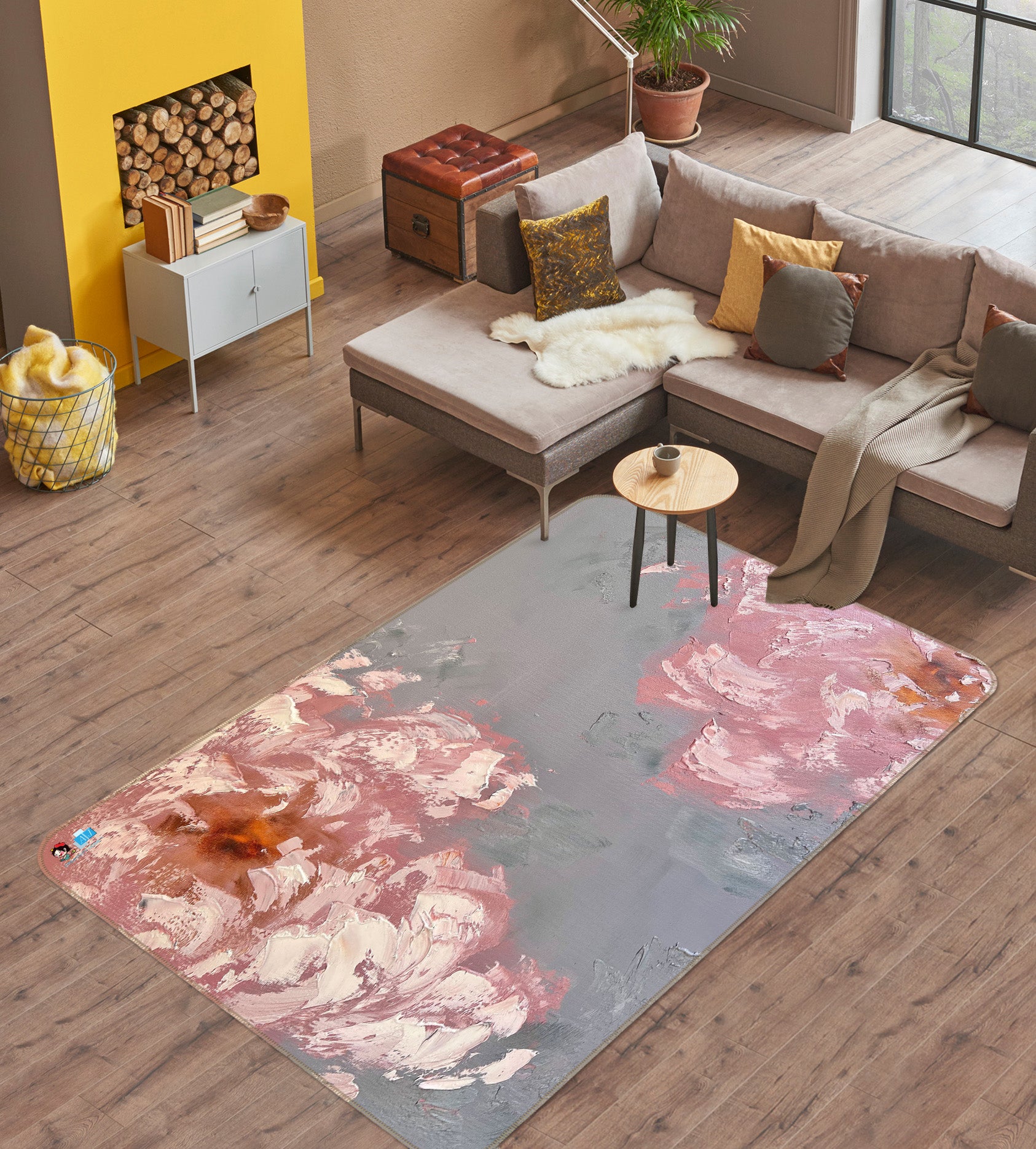 3D Pink Flower 3840 Skromova Marina Rug Non Slip Rug Mat