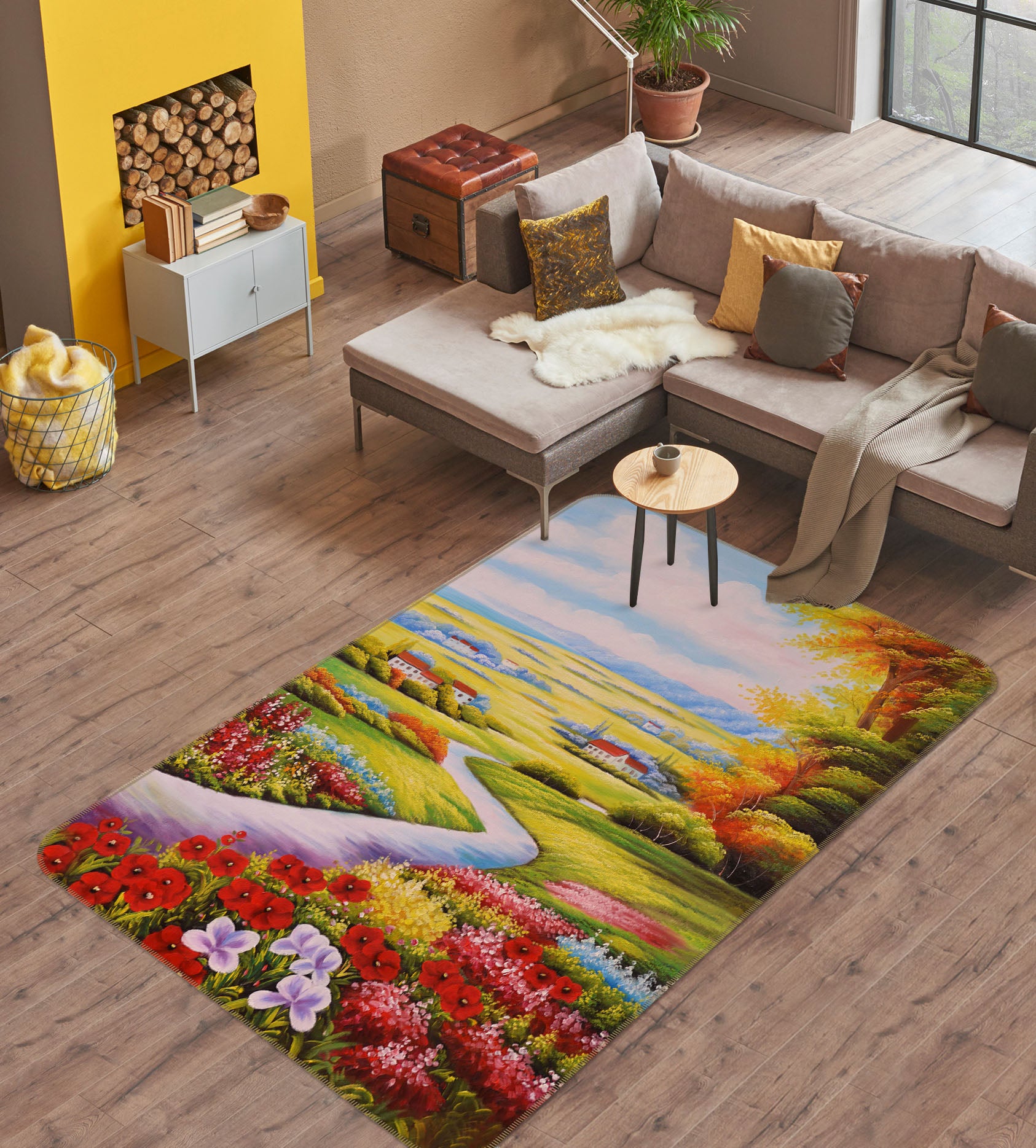 3D Flower Path 34099 Non Slip Rug Mat