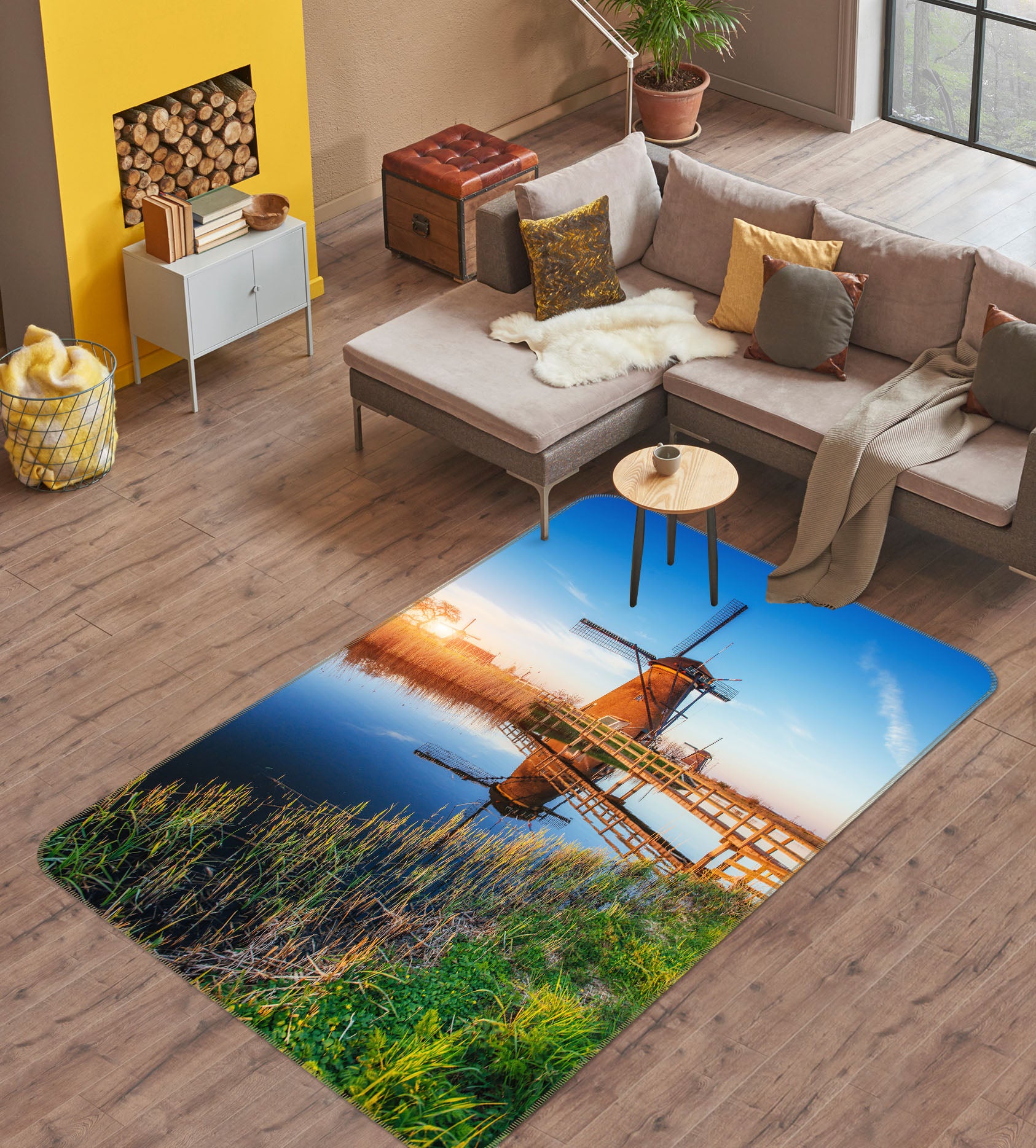 3D Lake Windmill 29239 Non Slip Rug Mat