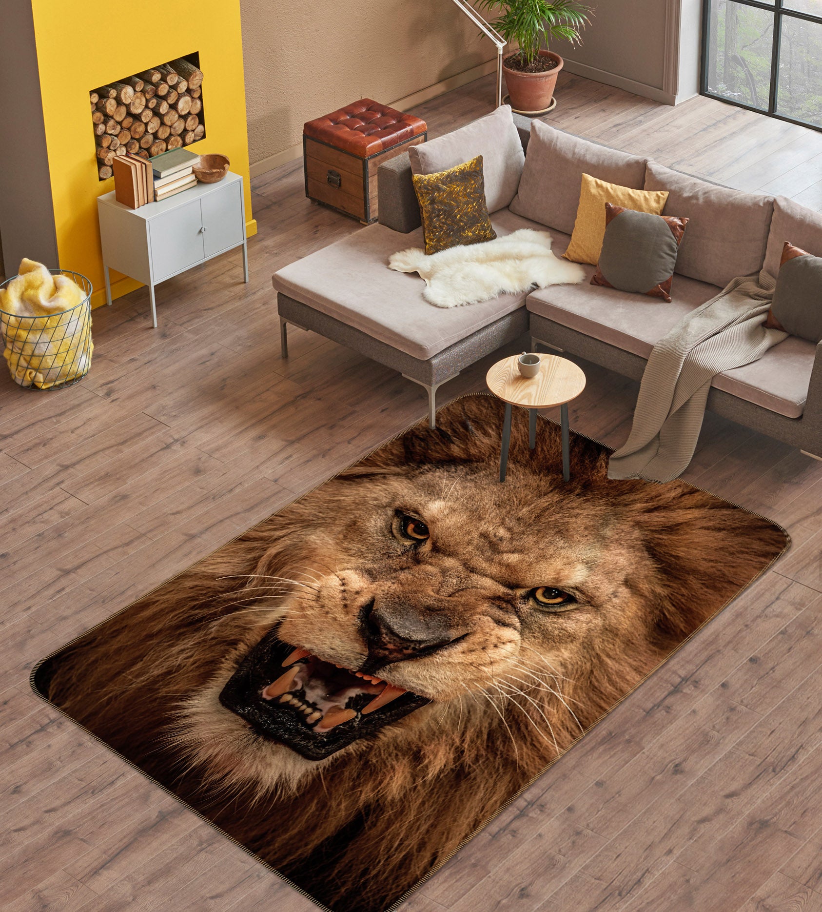 3D Fangs Lion 193 Animal Non Slip Rug Mat