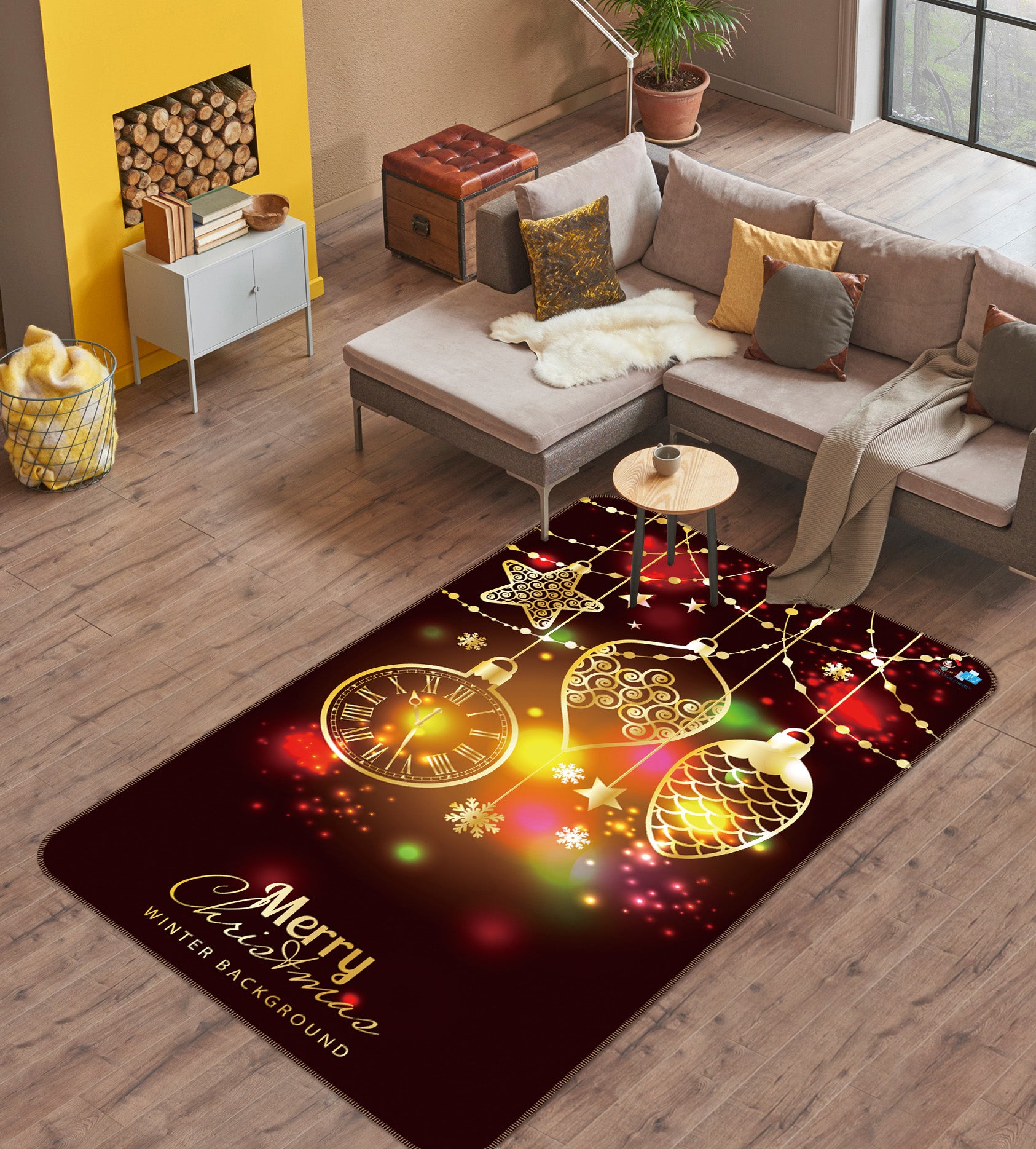 3D String Lights 55140 Christmas Non Slip Rug Mat Xmas