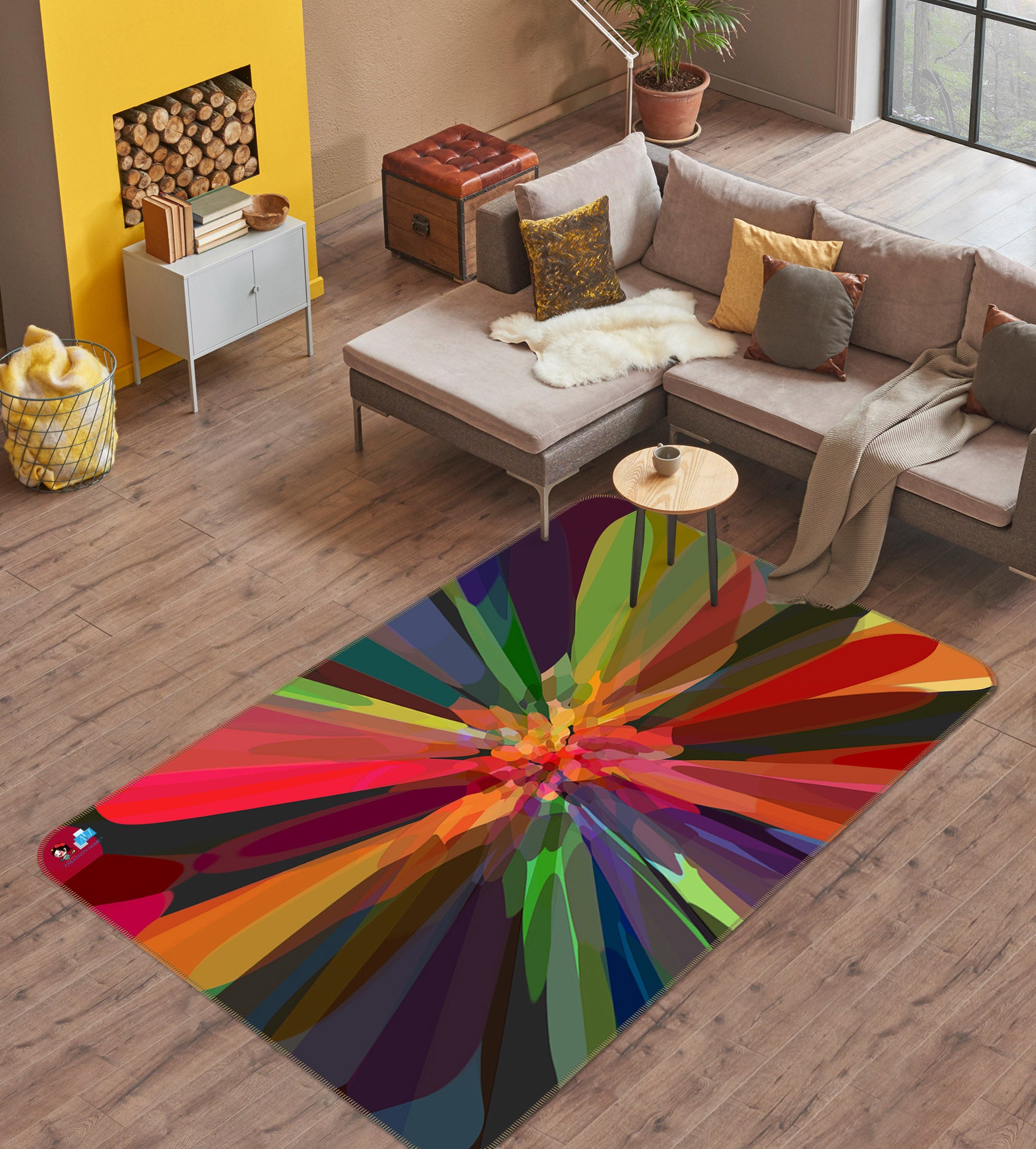 3D Color Flower Core 19161 Shandra Smith Rug Non Slip Rug Mat