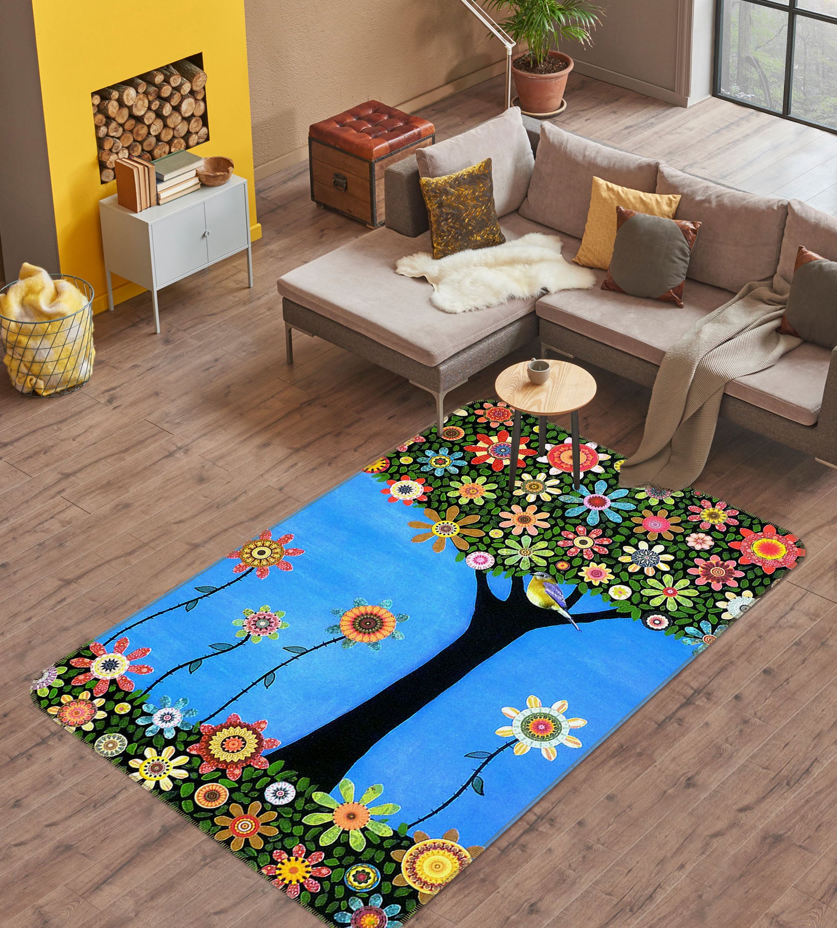 3D Flower Tree 33233 Non Slip Rug Mat