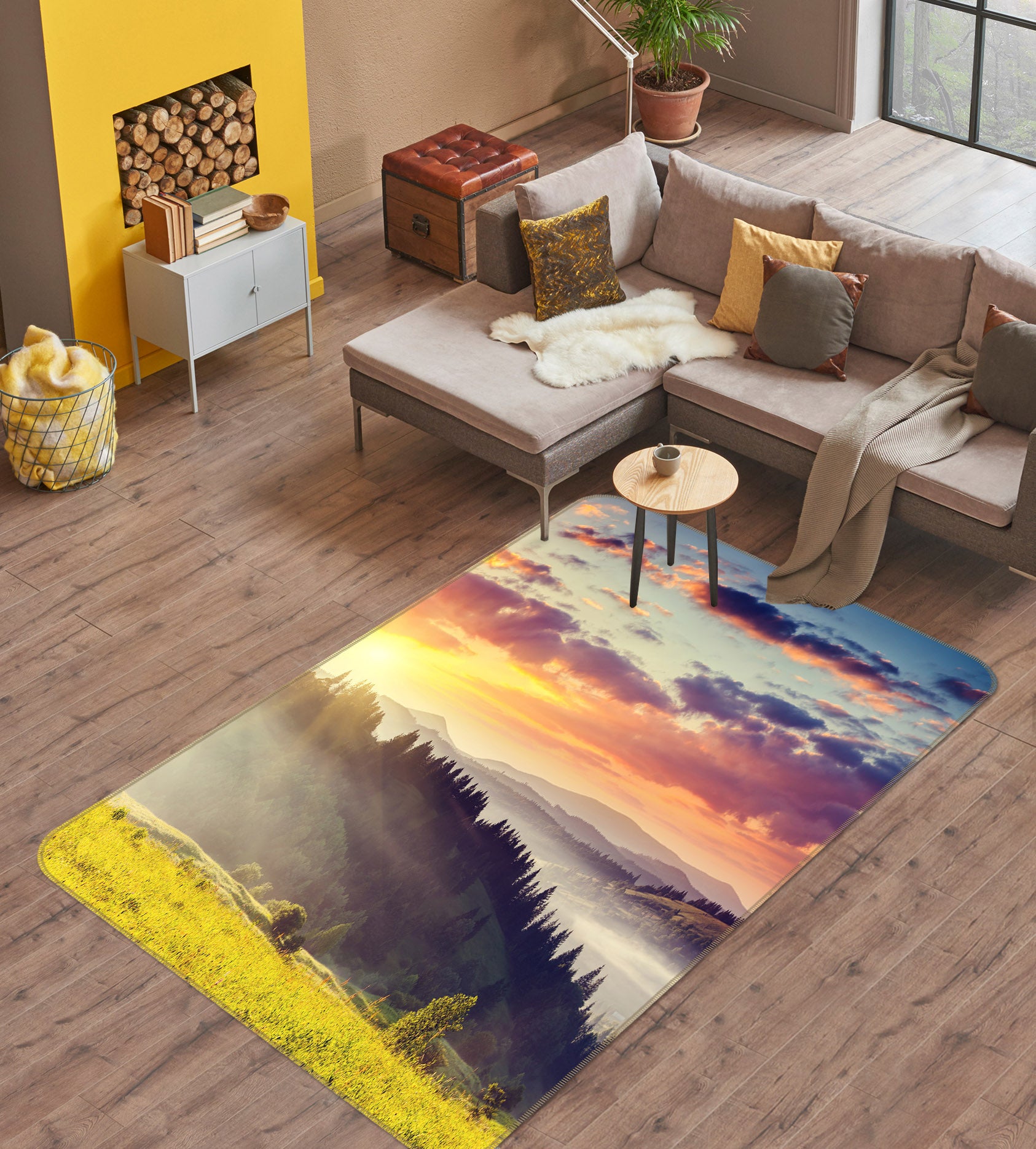 3D Mountains Sky 26034 Non Slip Rug Mat