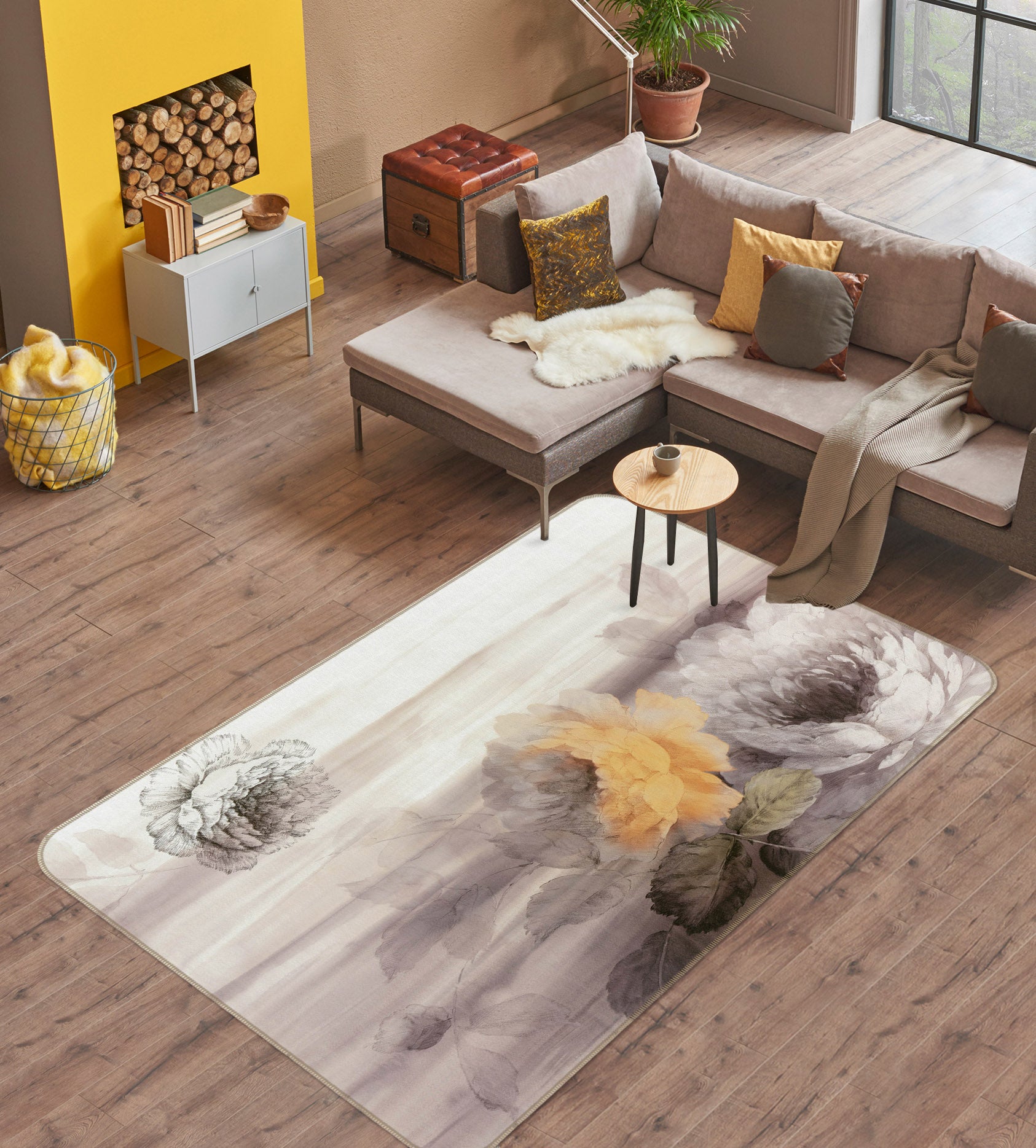 3D Flowers Pattern 32201 Non Slip Rug Mat