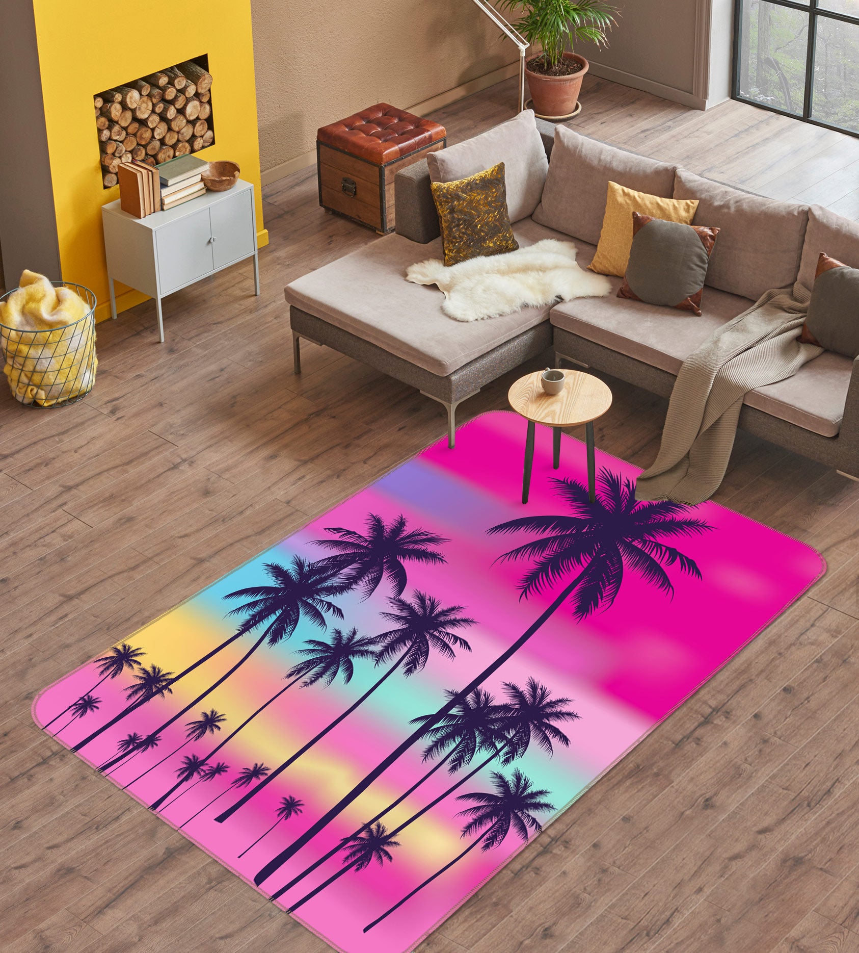 3D Coconut Tree 27067 Non Slip Rug Mat