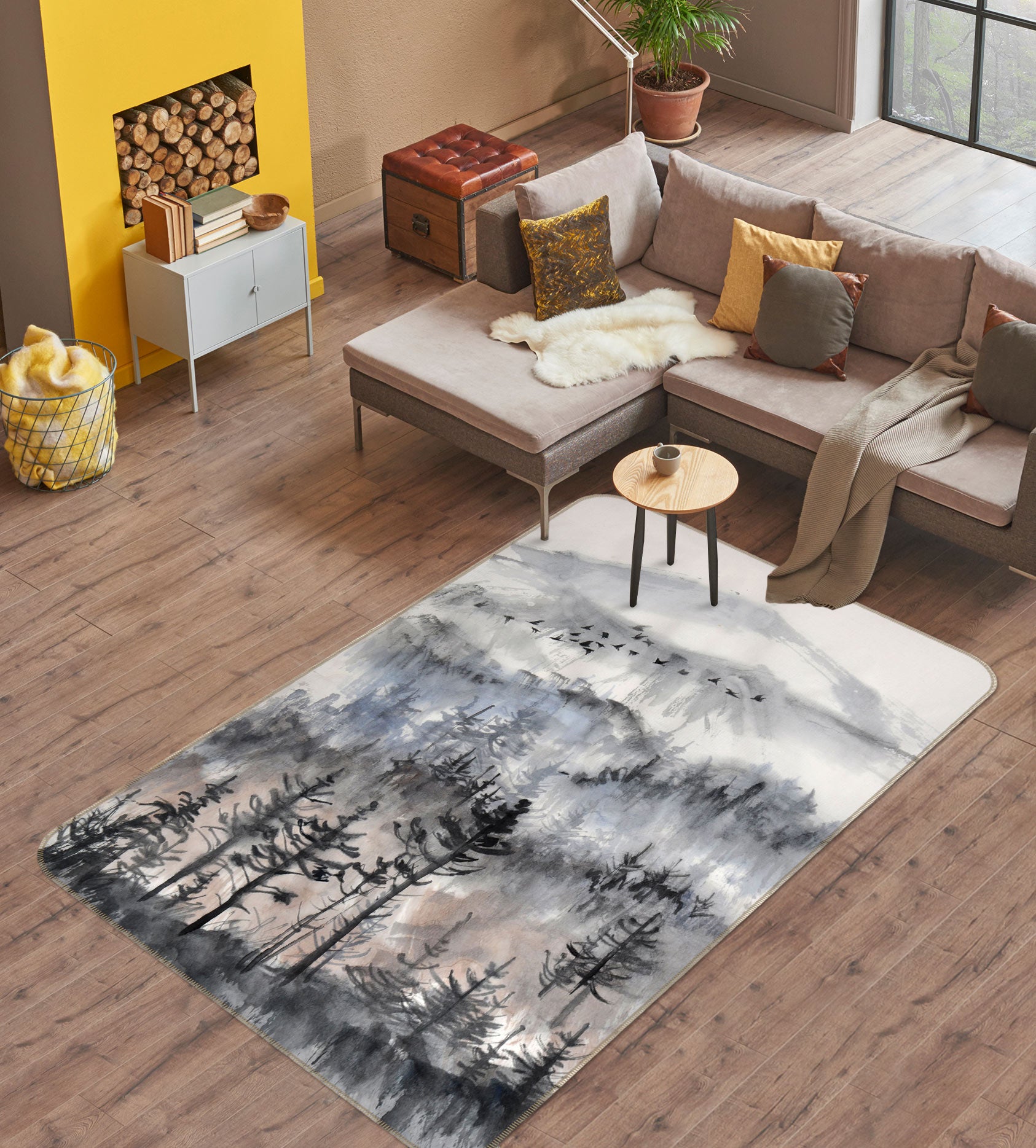 3D Mountain Forest 33049 Non Slip Rug Mat