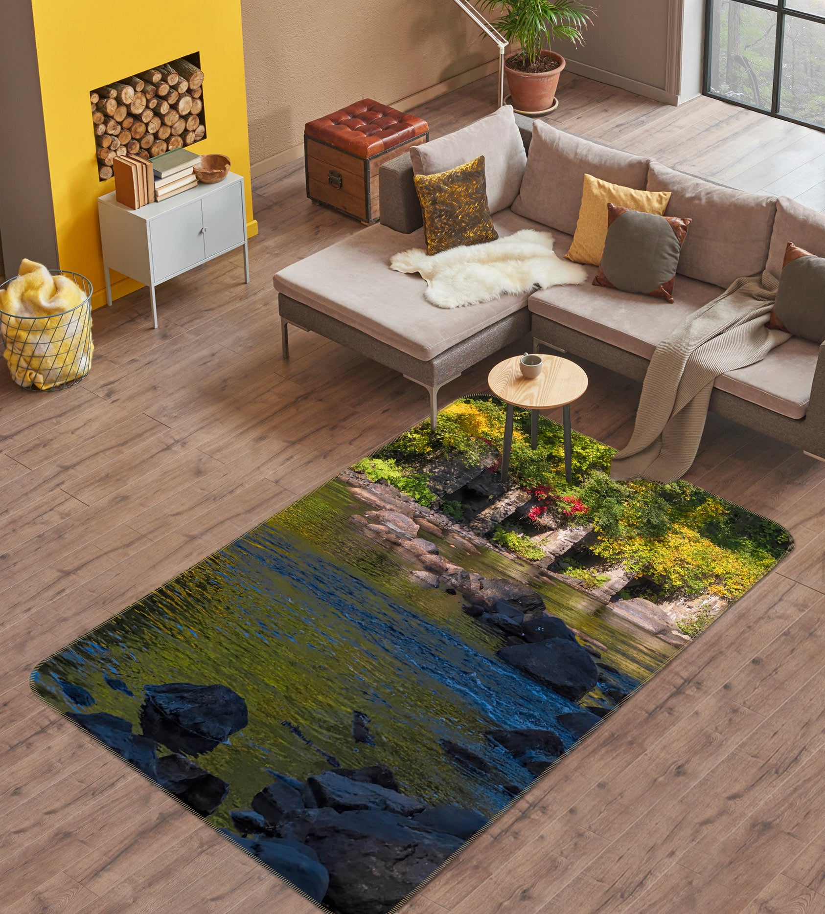 3D Stone River Grass 1034 Jerry LoFaro Rug Non Slip Rug Mat