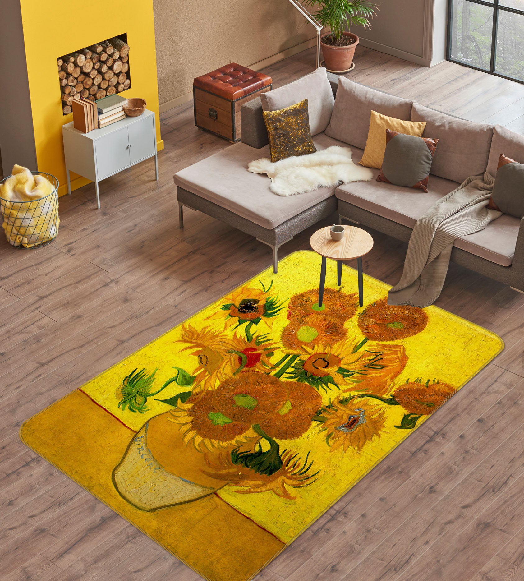 3D Sunflower Vase 33213 Non Slip Rug Mat