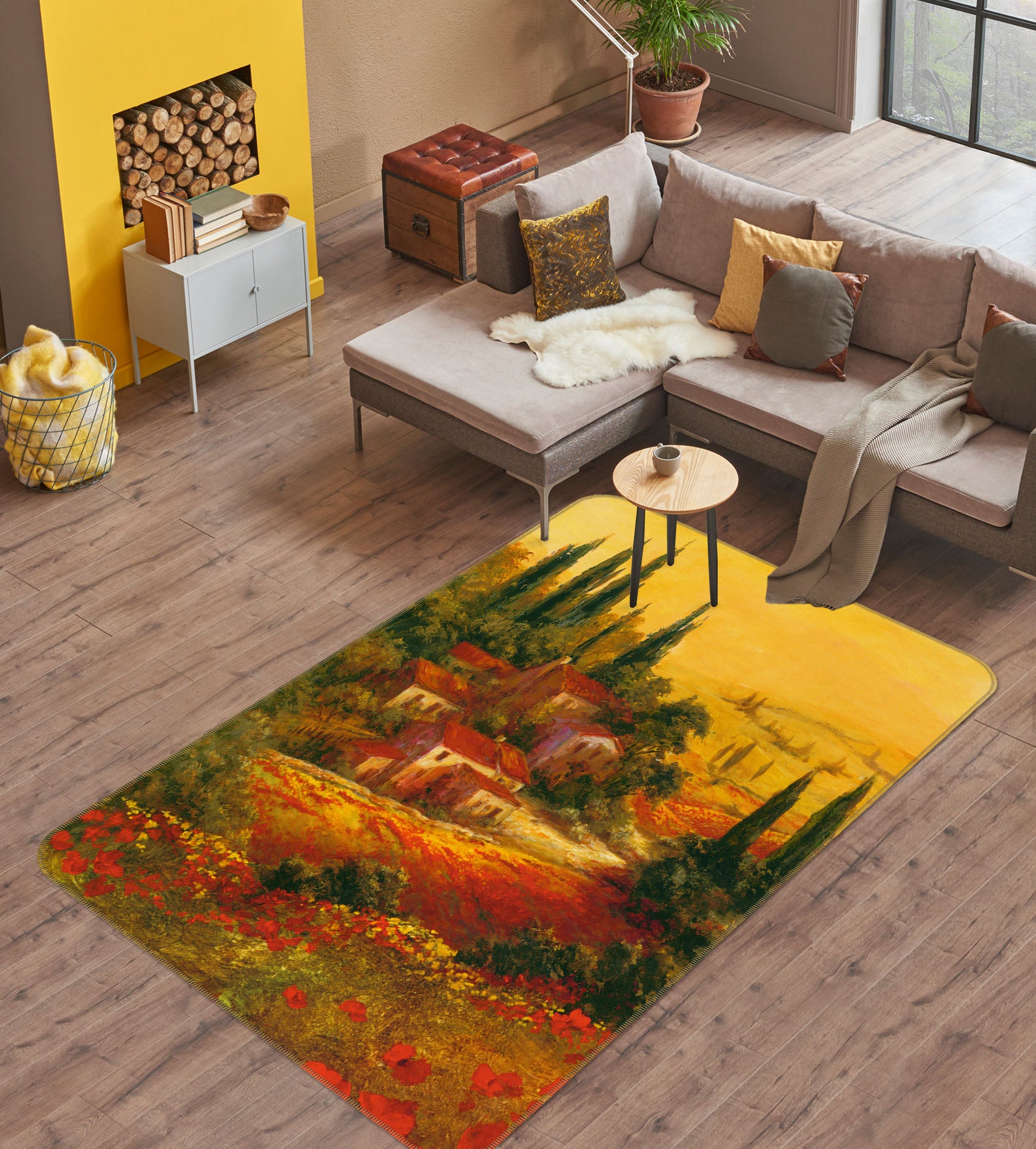3D Houses Mountains 32191 Non Slip Rug Mat