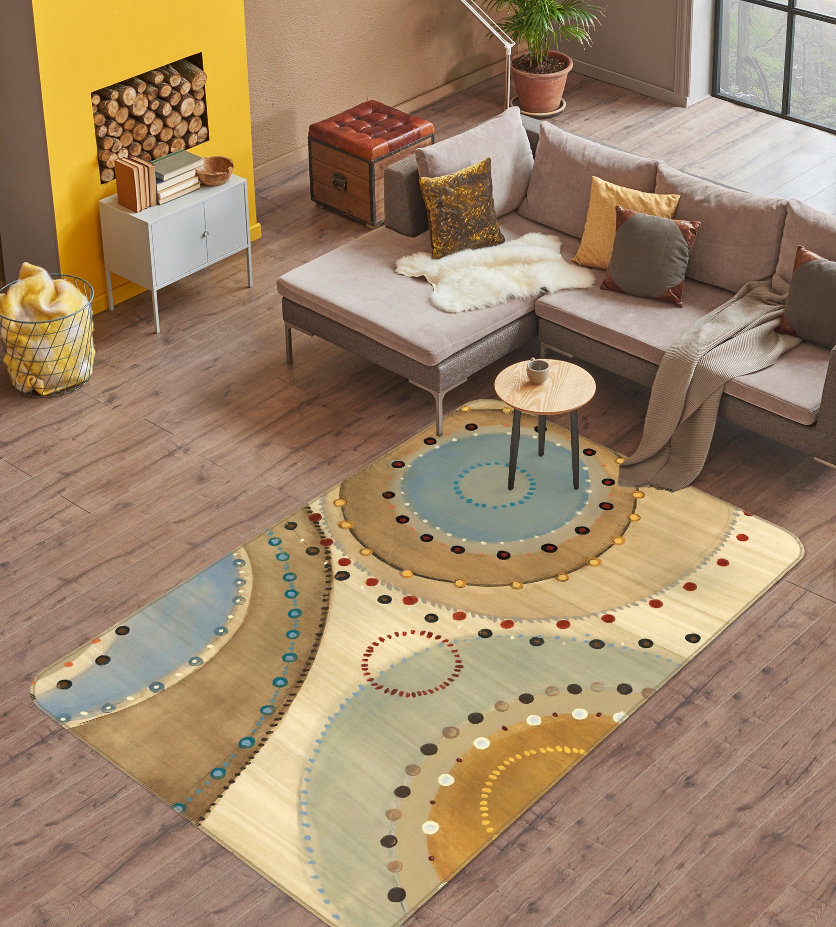 3D Circle Pattern 65048 Non Slip Rug Mat