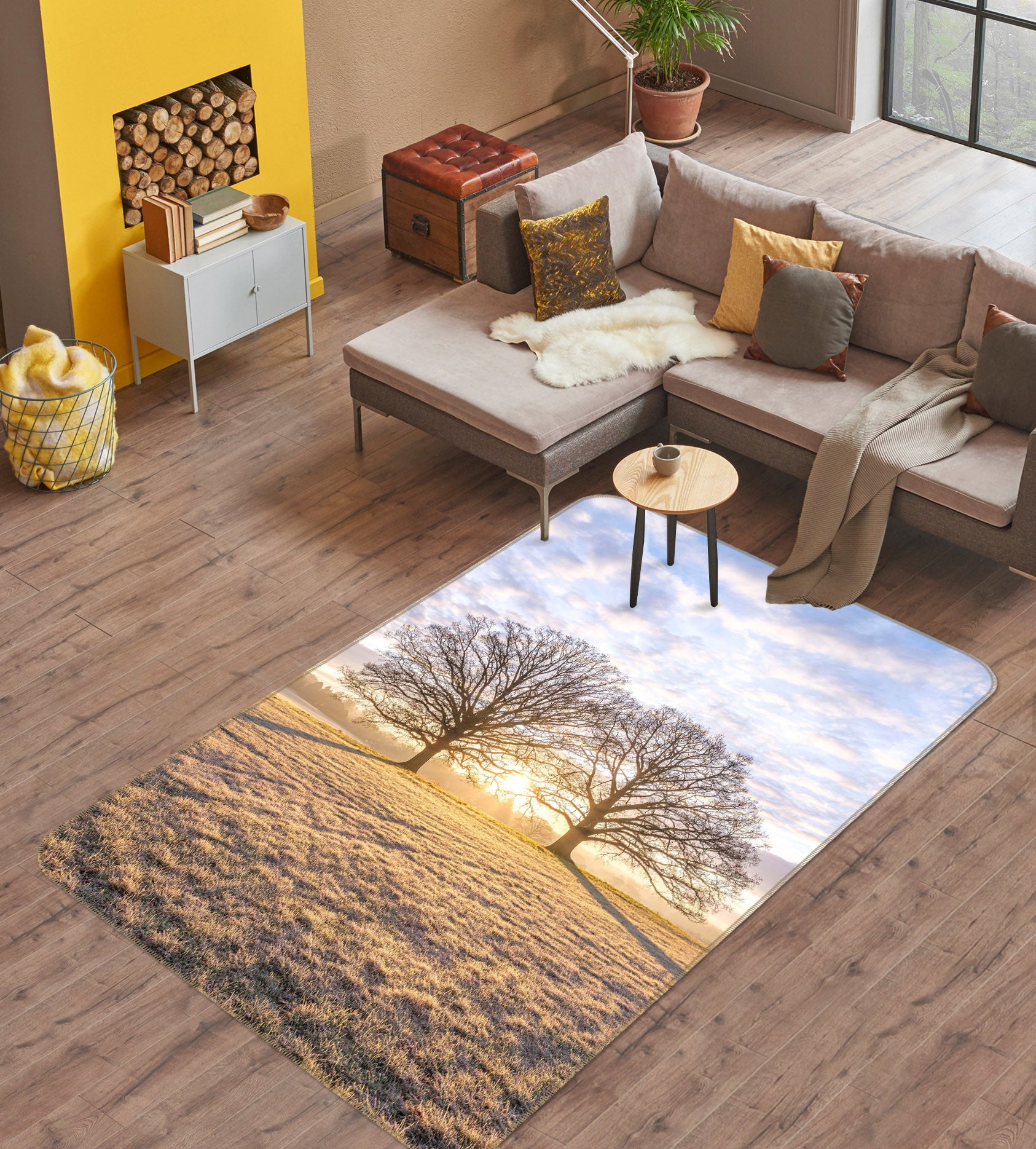 3D Prairie Tree 197 Assaf Frank Rug Non Slip Rug Mat