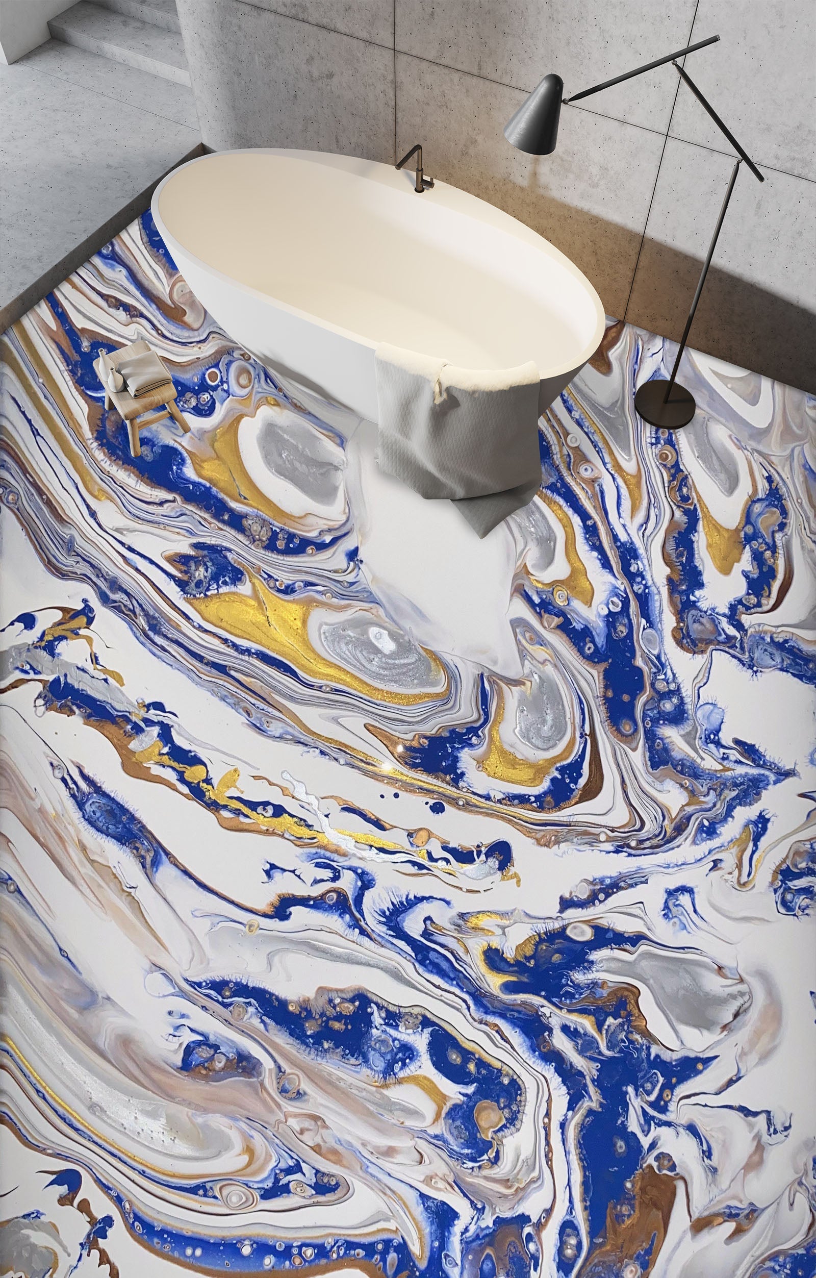 3D Blue Grey Texture 98195 Valerie Latrice Floor Mural