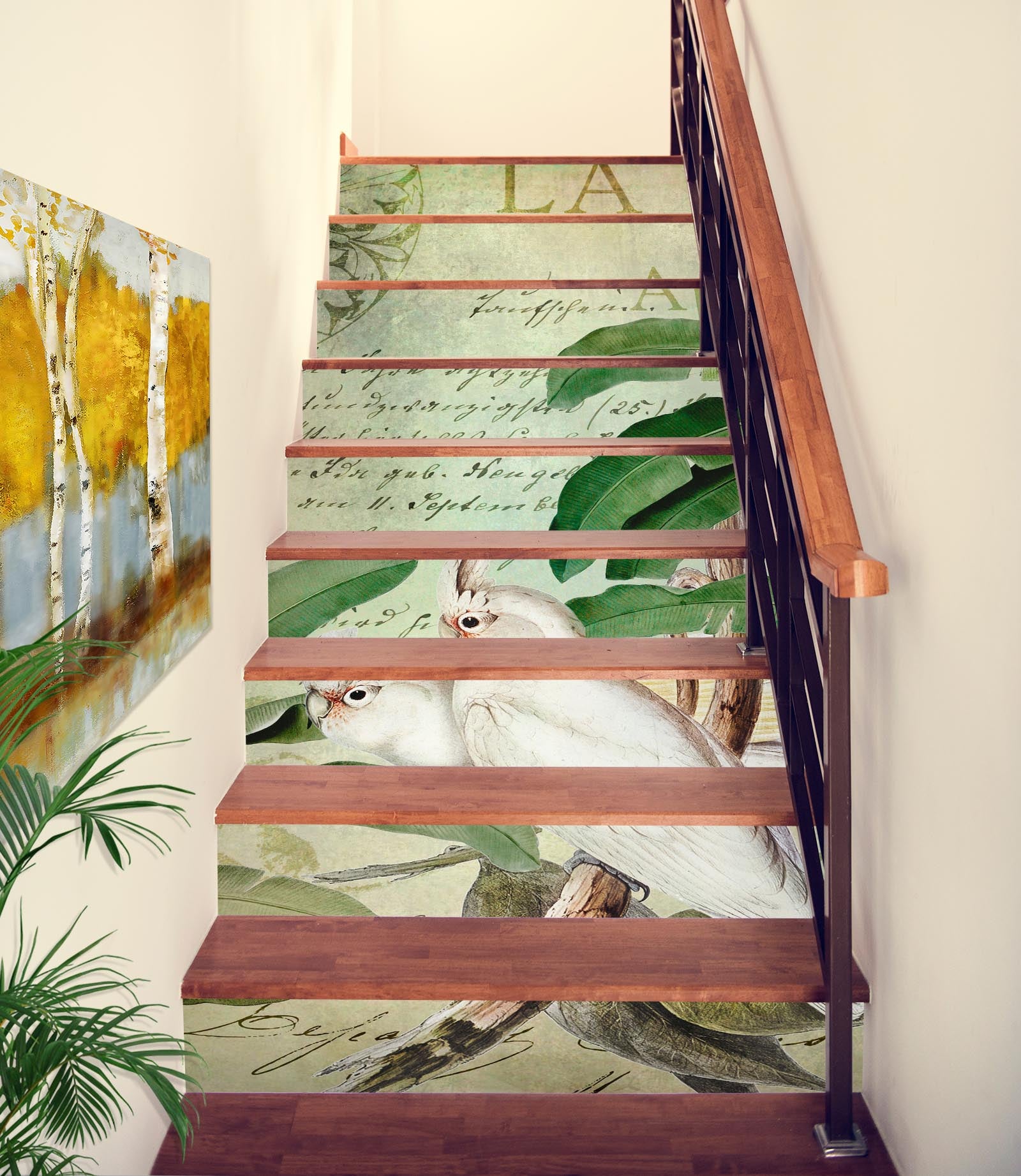 3D White Parrot 11011 Andrea Haase Stair Risers