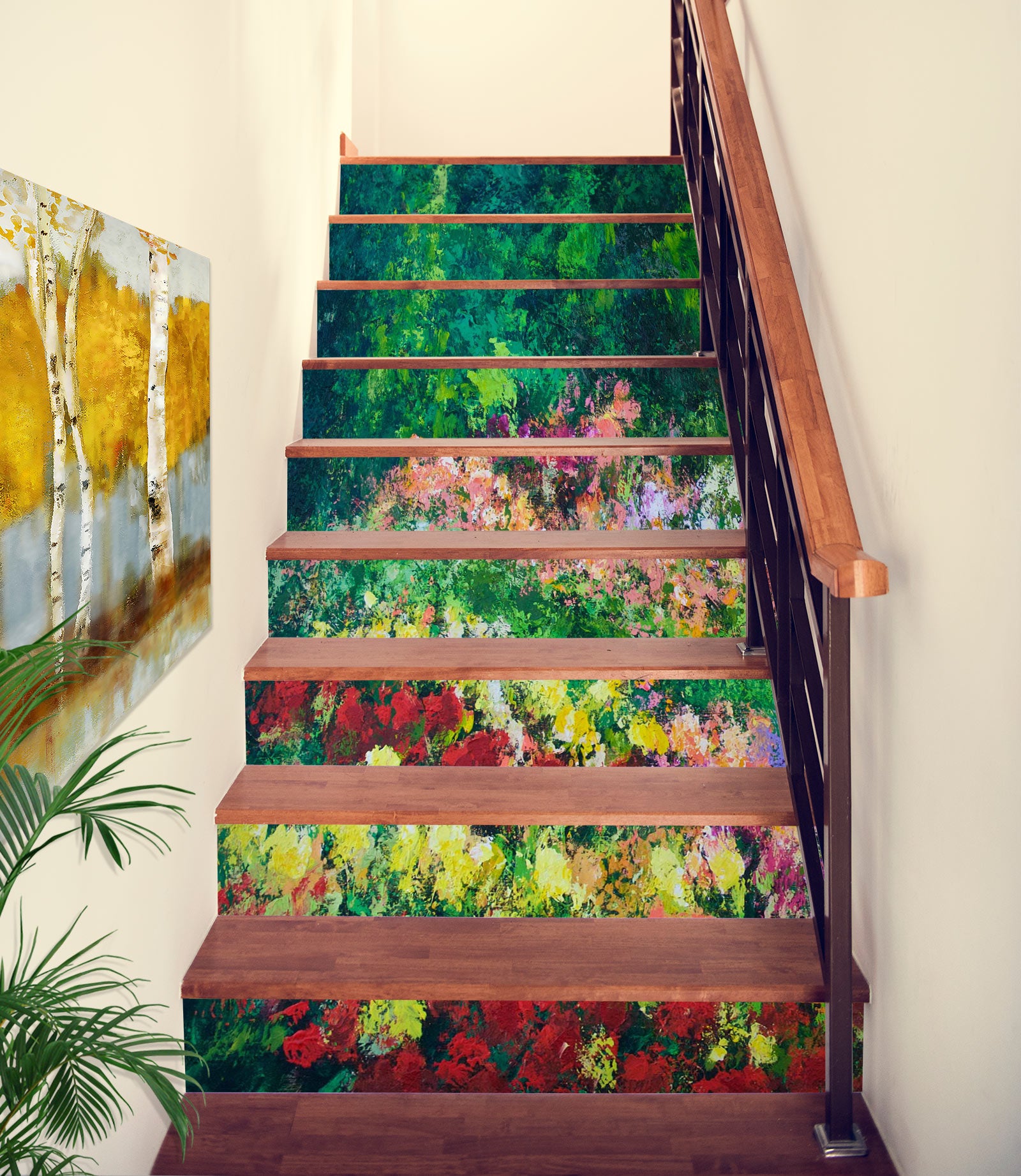 3D Colorful Flower Bush 9015 Allan P. Friedlander Stair Risers