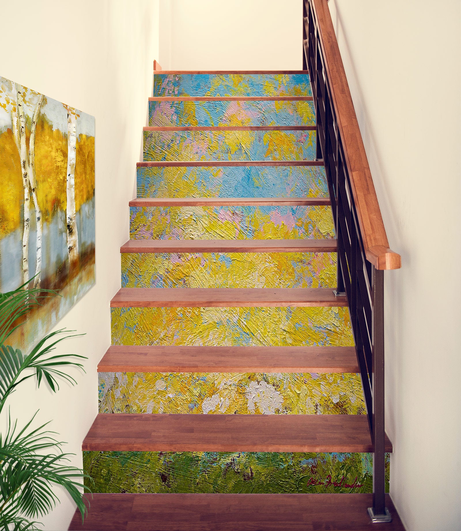 3D Sky Grass Oil Painting 9006 Allan P. Friedlander Stair Risers