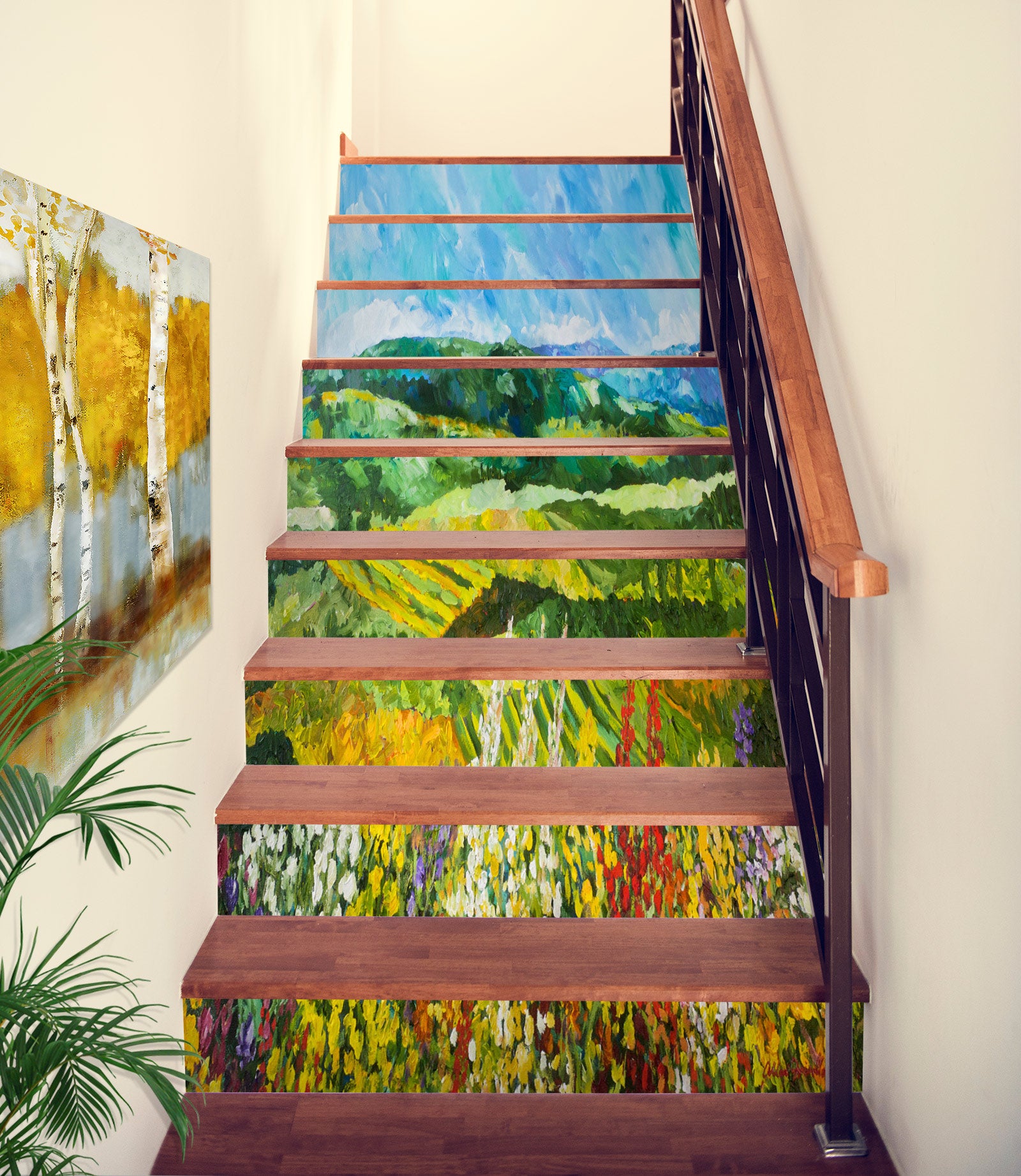 3D Oil Painting Field Flowers 9007 Allan P. Friedlander Stair Risers