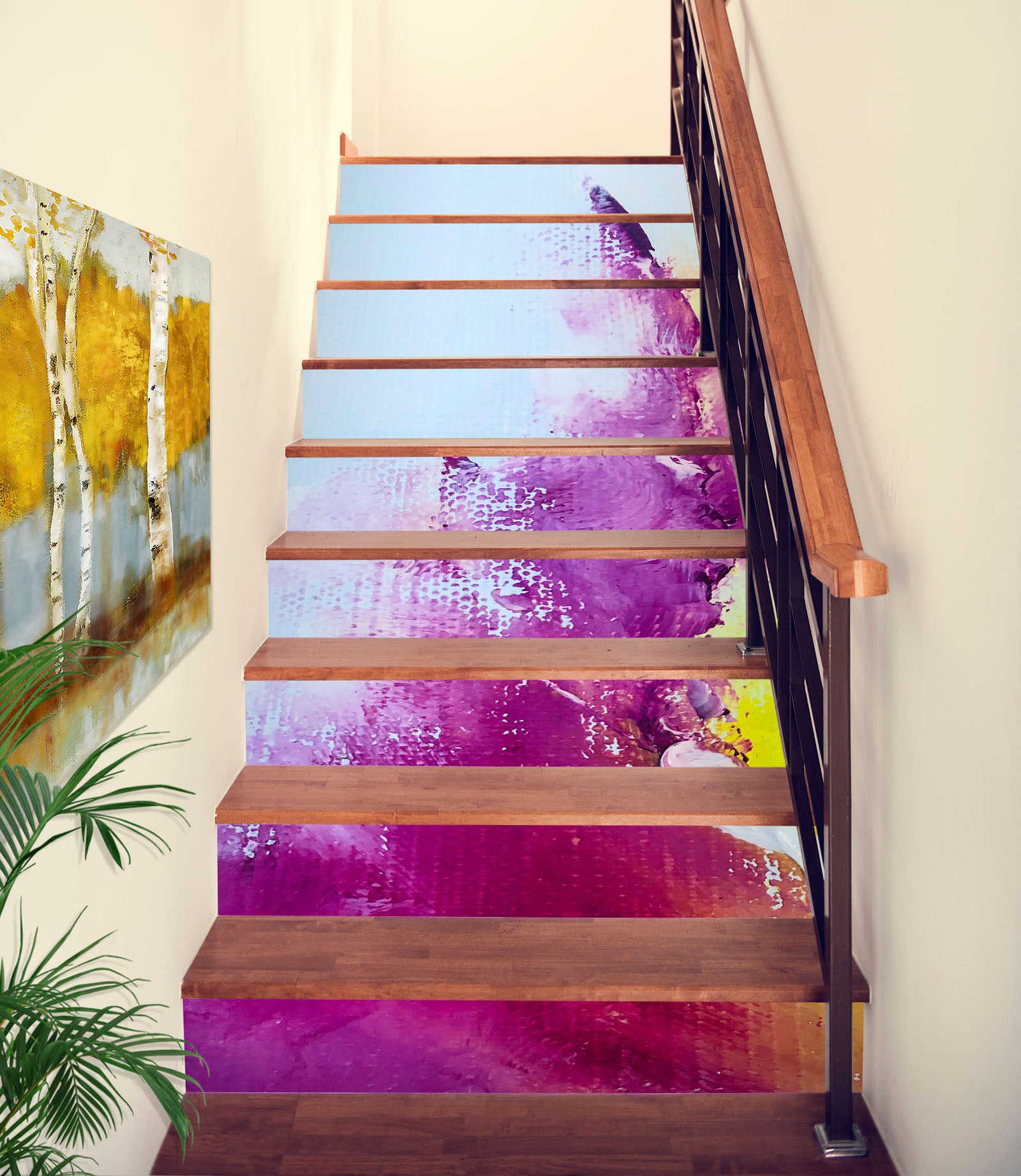 3D Purple Watercolor 2229 Skromova Marina Stair Risers