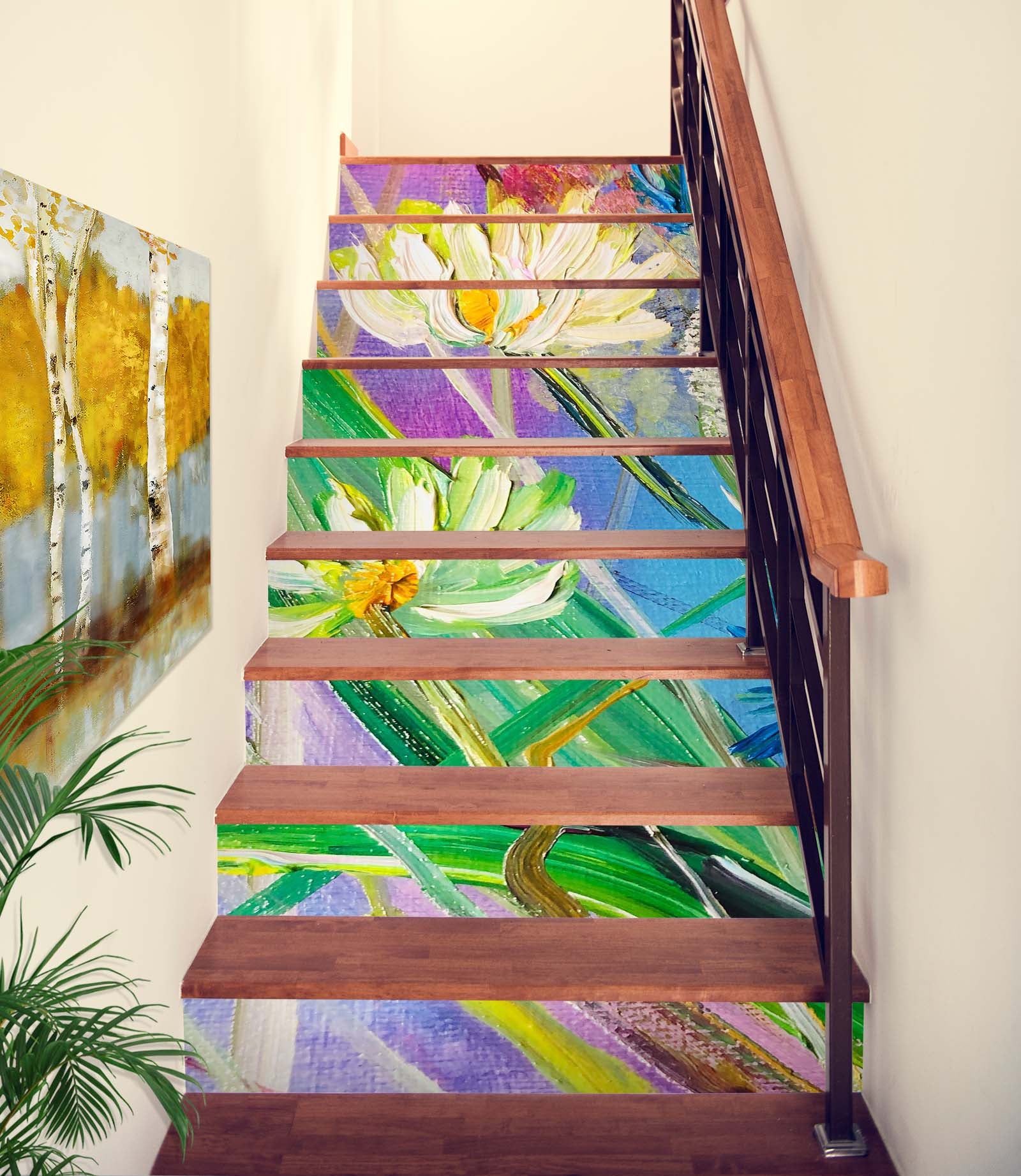 3D White Flower 2163 Skromova Marina Stair Risers