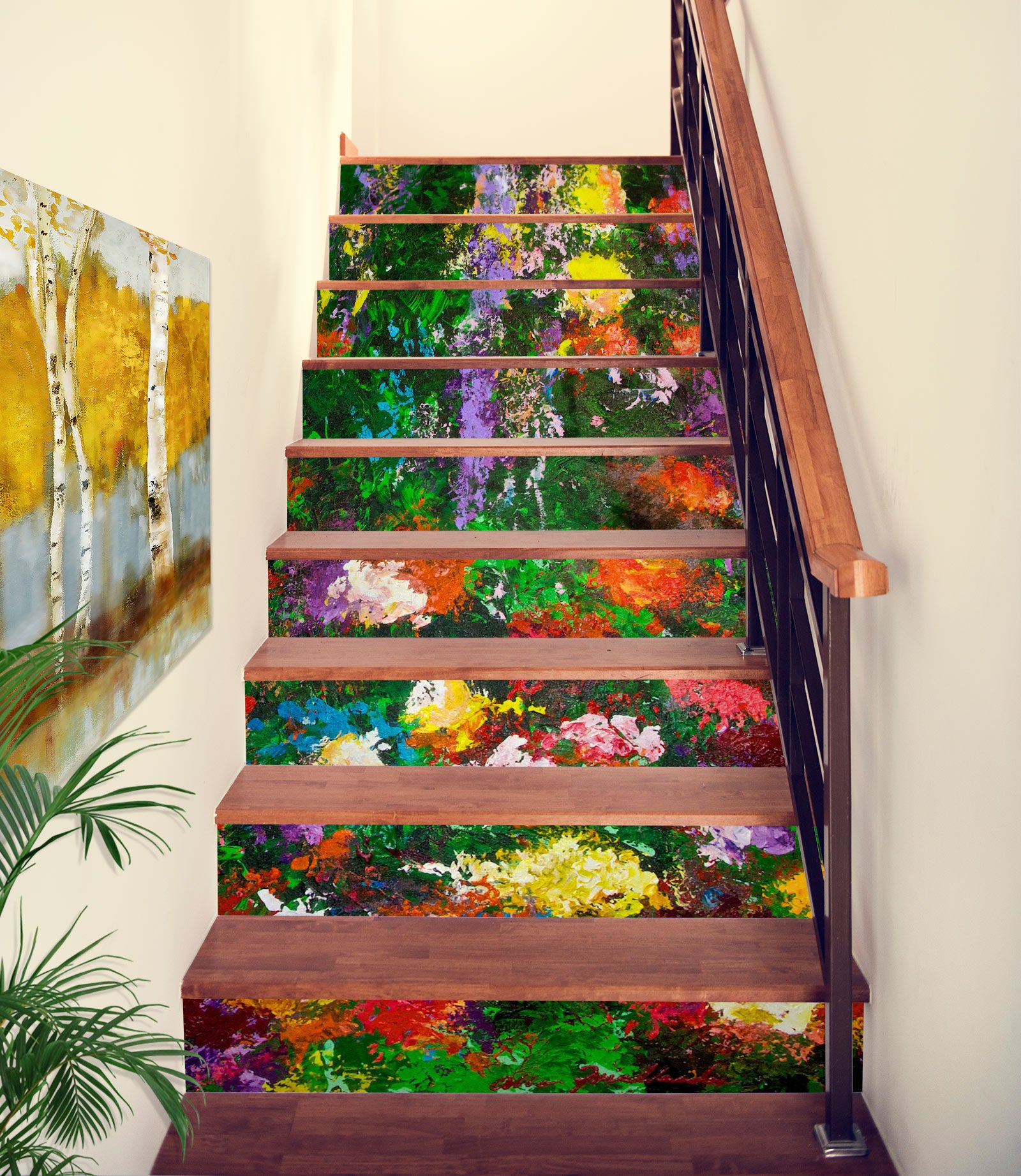 3D Painting Colorful Flowers 9025 Allan P. Friedlander Stair Risers