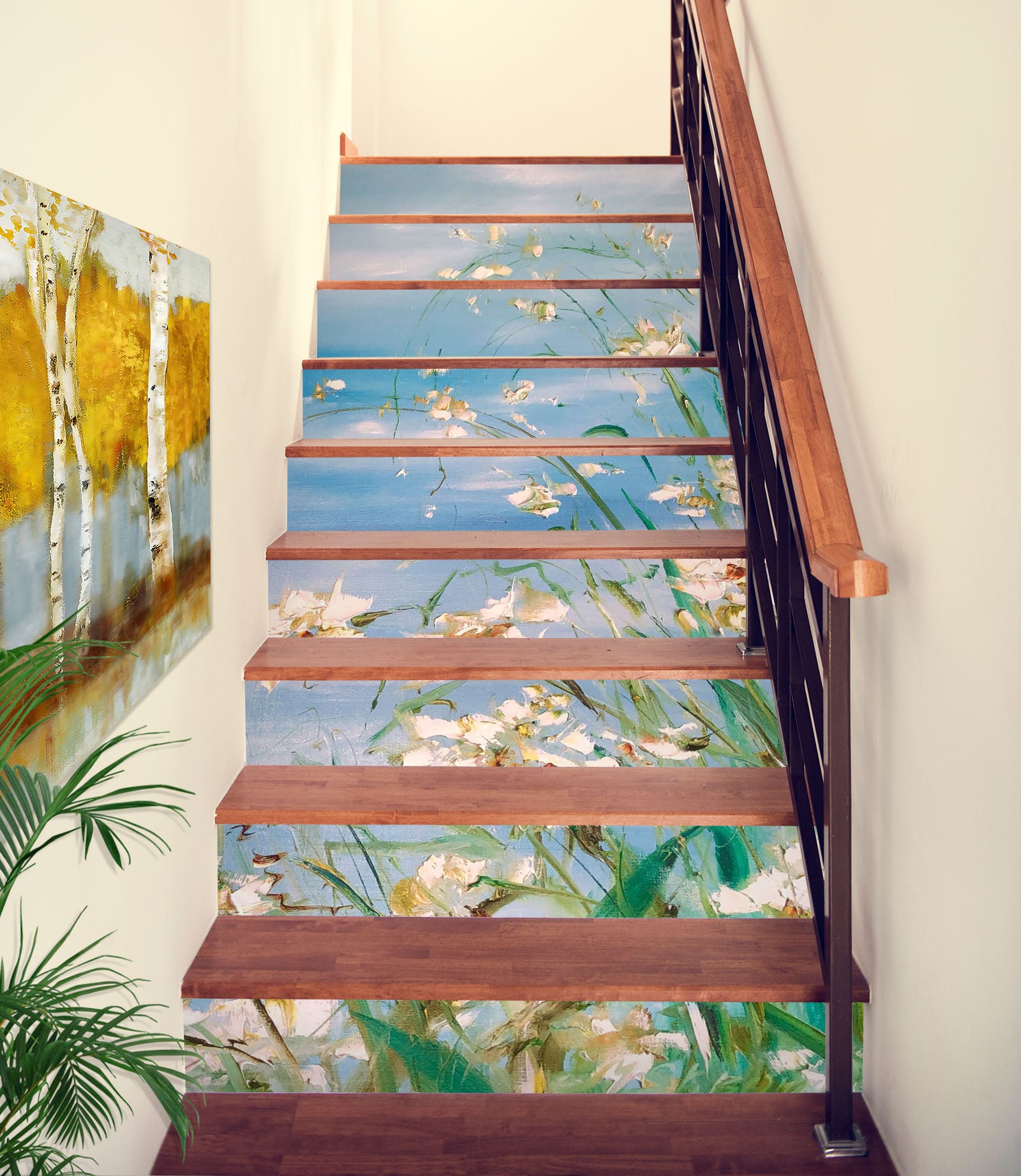 3D Sky White Daisy 2017 Skromova Marina Stair Risers