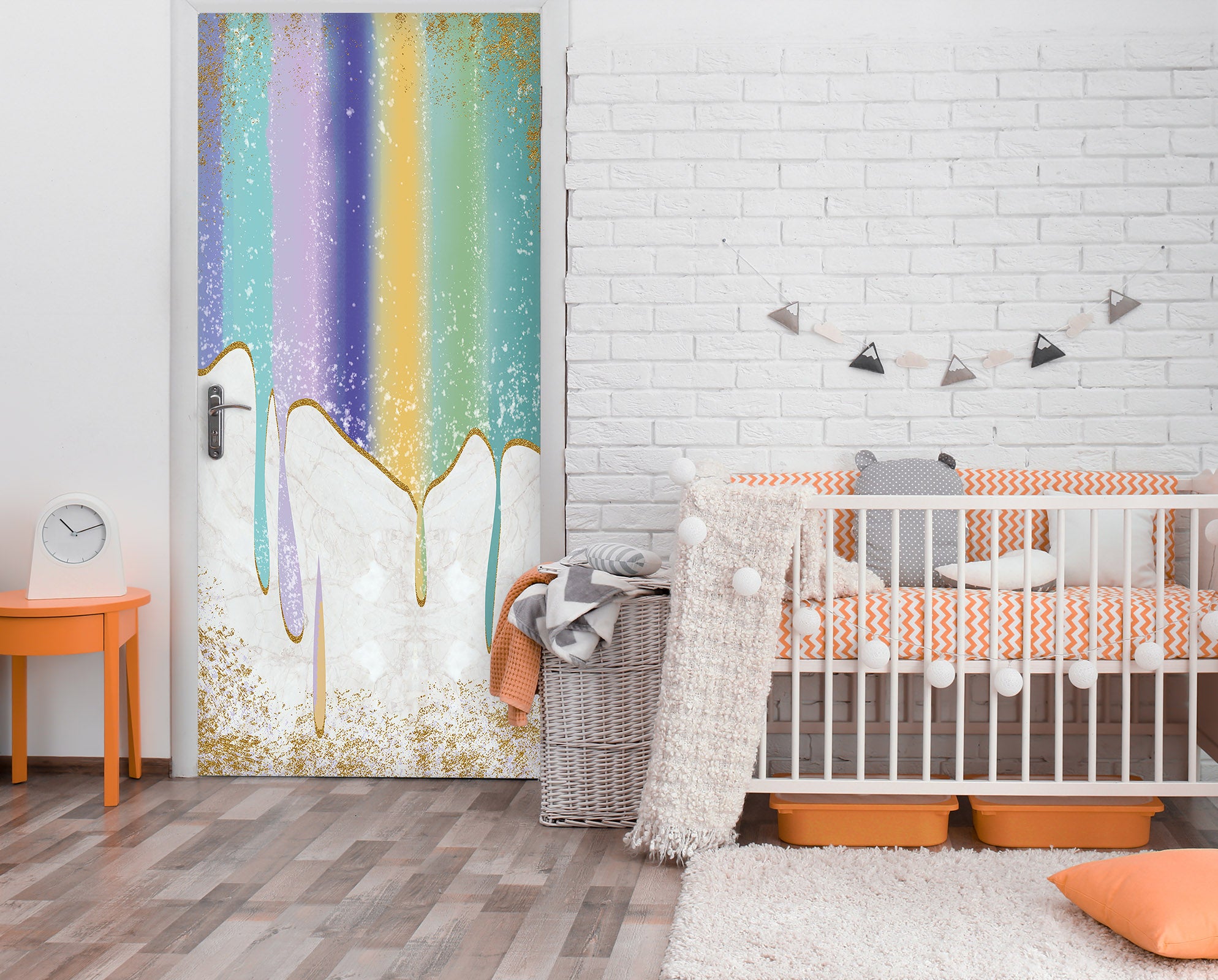 3D Color Stripes 21204 Door Mural