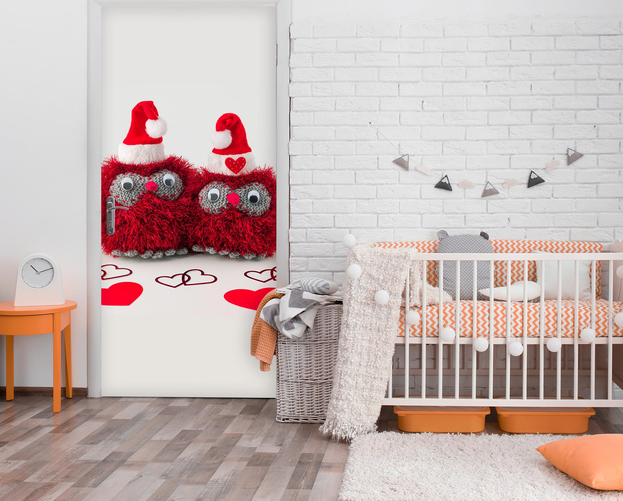 3D Red Christmas Hat Plush Doll 10727 Assaf Frank Door Mural