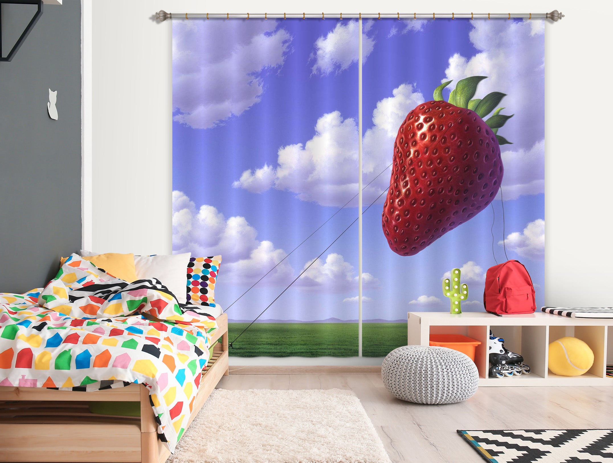 3D Strawberry Field 86067 Jerry LoFaro Curtain Curtains Drapes