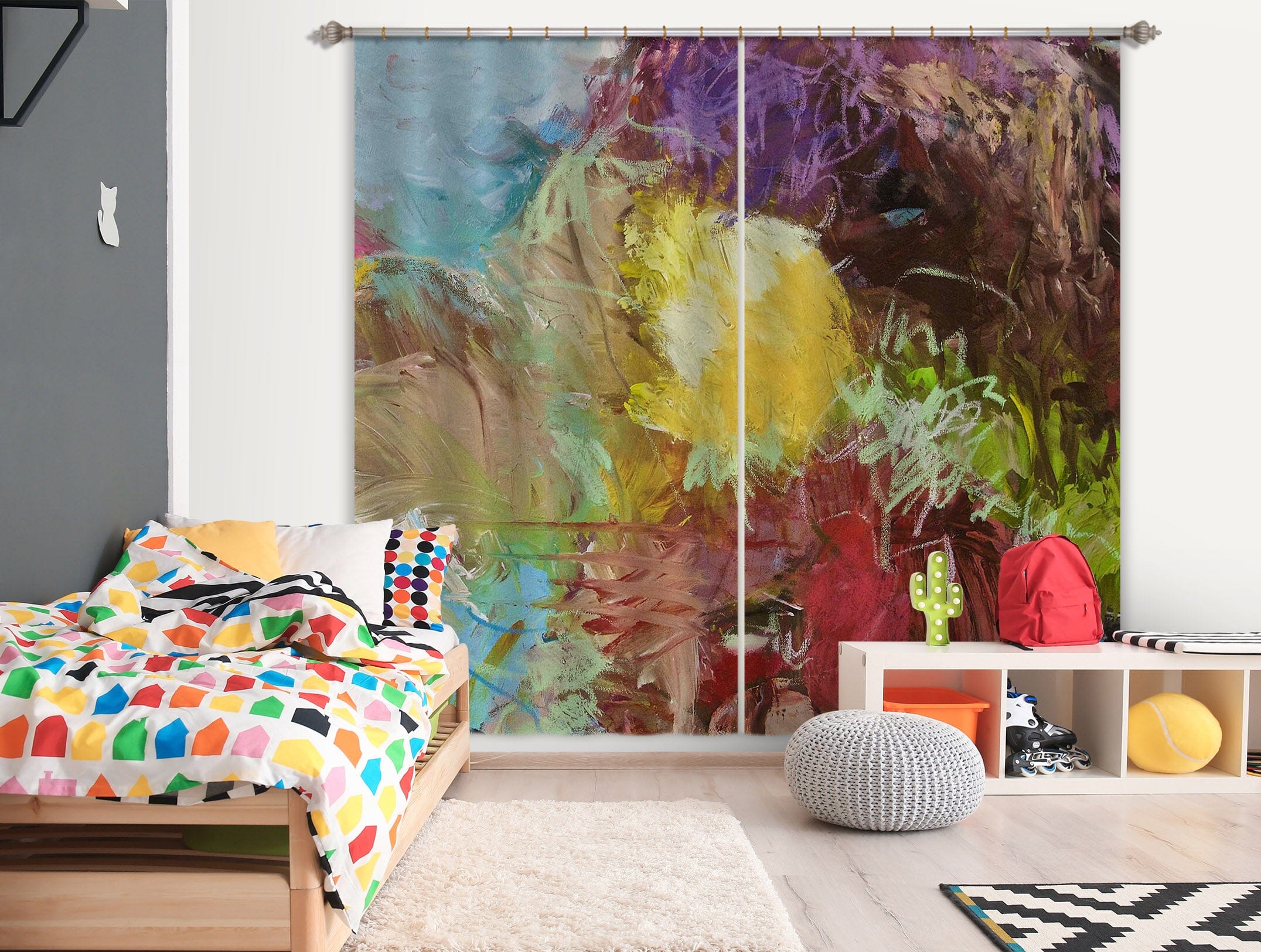 3D Color Graffiti 201 Allan P. Friedlander Curtain Curtains Drapes Curtains AJ Creativity Home 