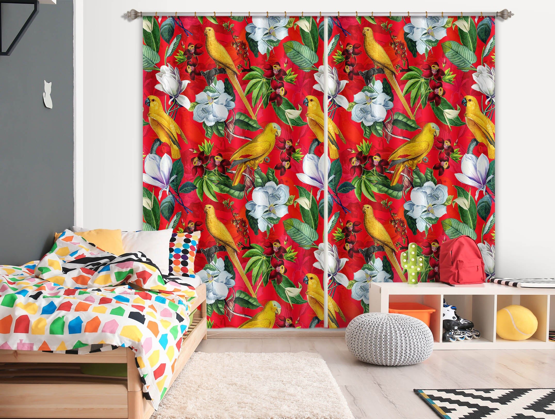 3D Red Flowers 147 Uta Naumann Curtain Curtains Drapes Curtains AJ Creativity Home 