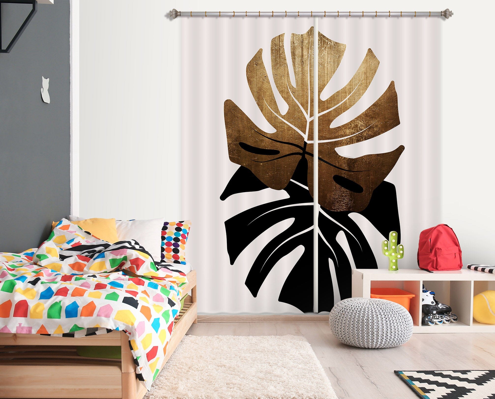 3D Gradient Leaves 1041 Boris Draschoff Curtain Curtains Drapes Curtains AJ Creativity Home 