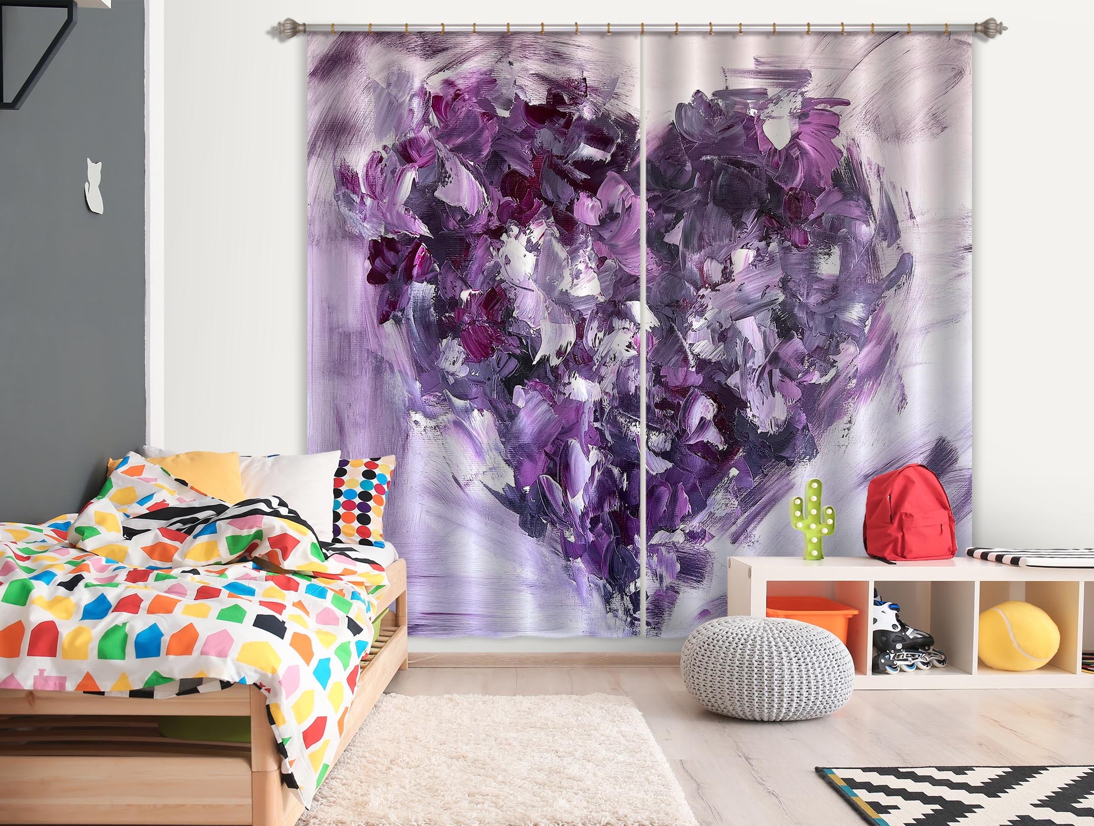 3D Purple Love 3011 Skromova Marina Curtain Curtains Drapes