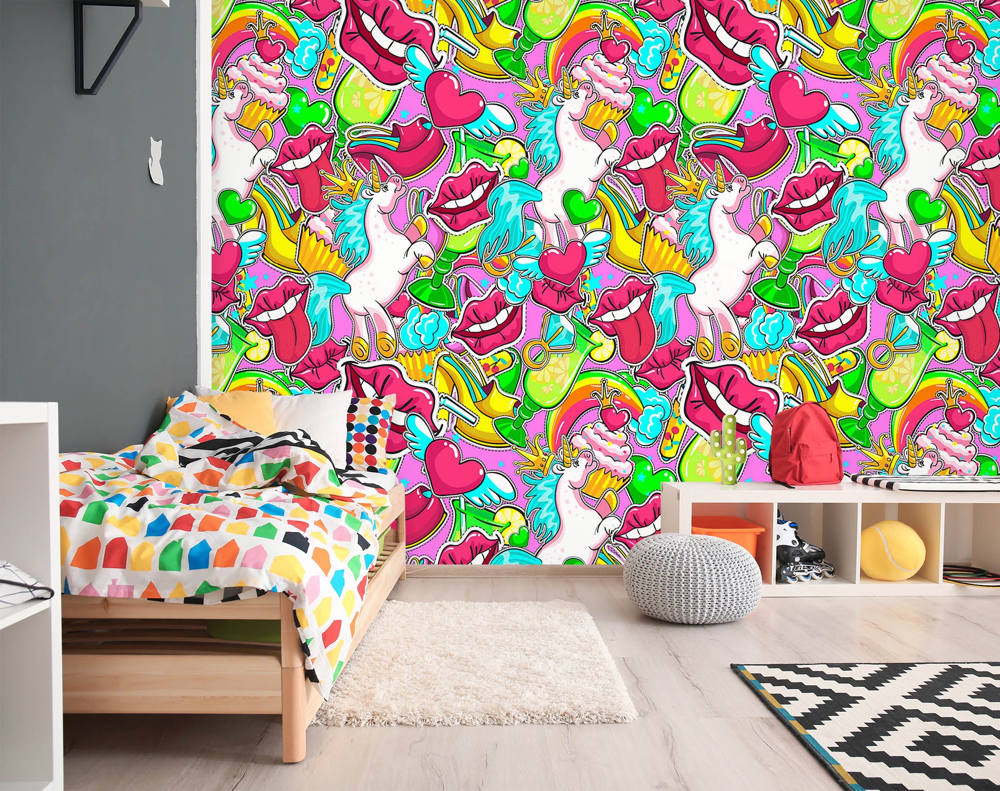 3D Unicorn Dessert Lips 58017 Wall Murals
