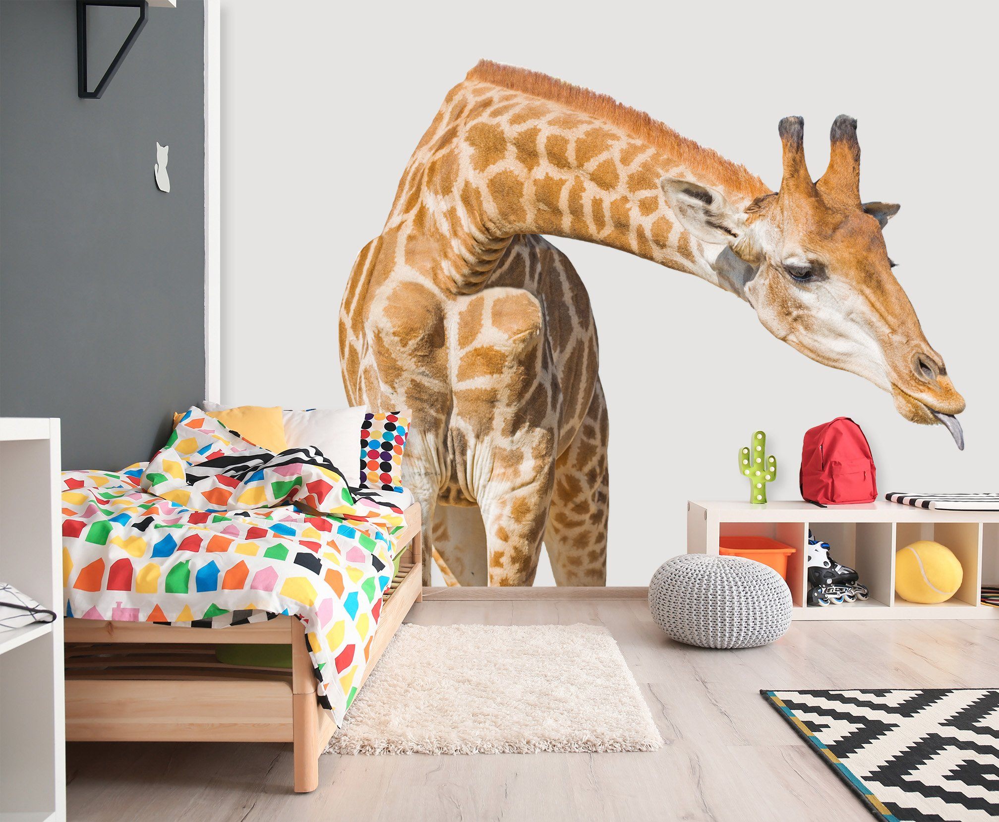 3D Giraffe Eating 131 Animals Wall Stickers Wallpaper AJ Wallpaper 