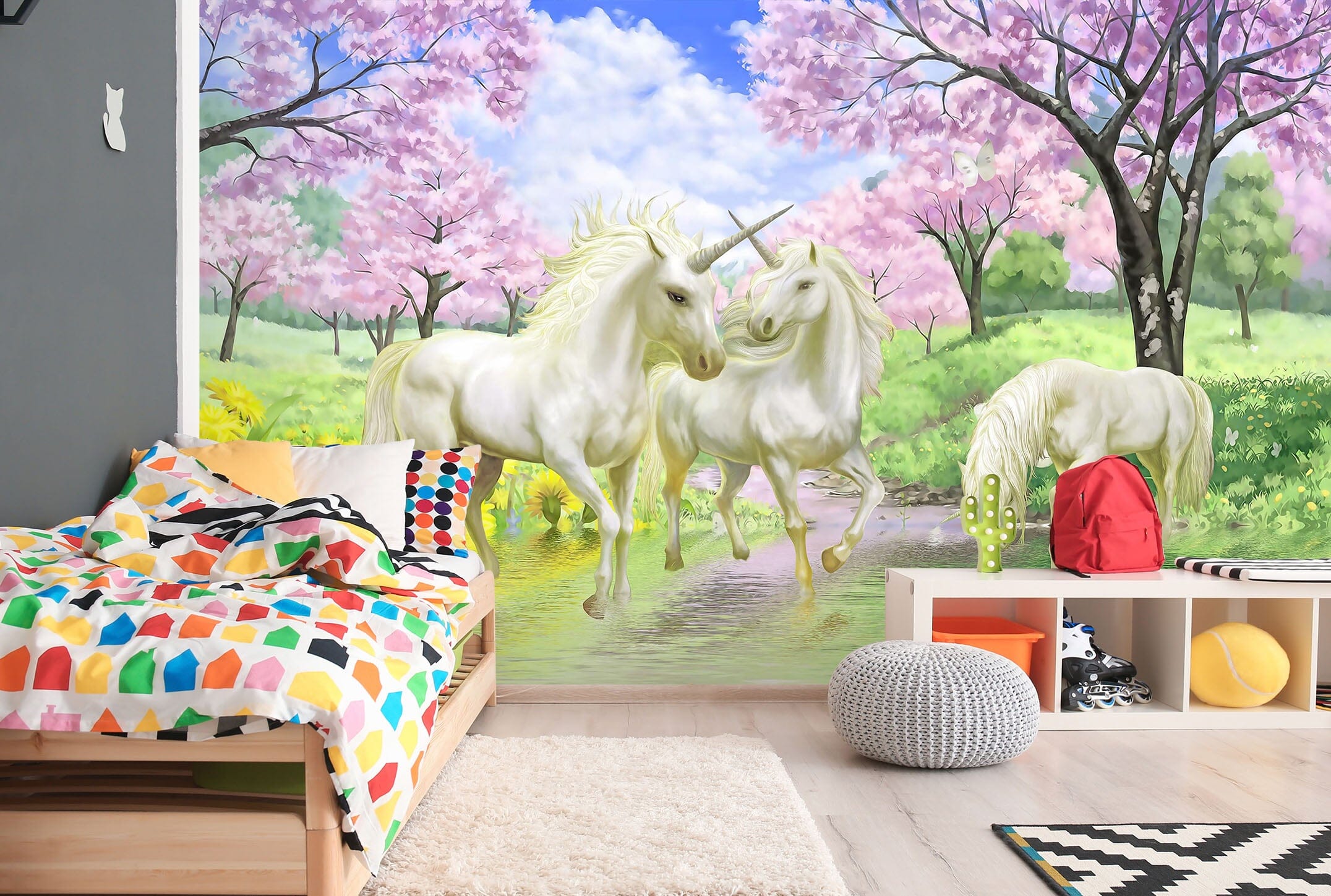 3D Park White Unicorn 012 Wall Murals Wallpaper AJ Wallpaper 2 