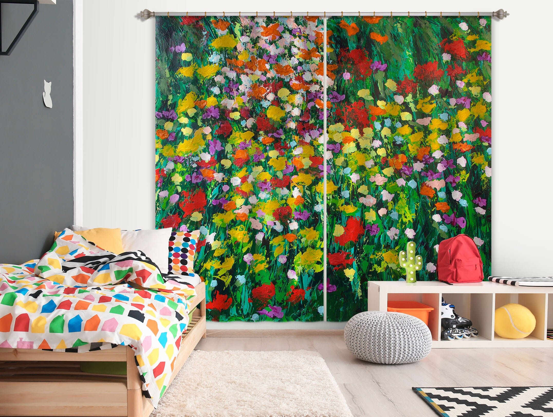 3D Colored Wild Flowers 103 Allan P. Friedlander Curtain Curtains Drapes Curtains AJ Creativity Home 