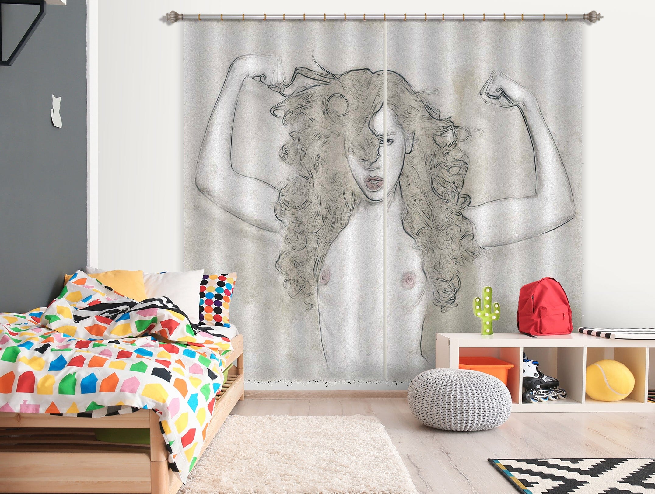 3D Cute Girl 049 Marco Cavazzana Curtain Curtains Drapes Curtains AJ Creativity Home 